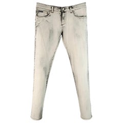 DOLCE & GABBANA Size 30 Grey Cotton Blend Twill Skinny Zip Fly Jeans