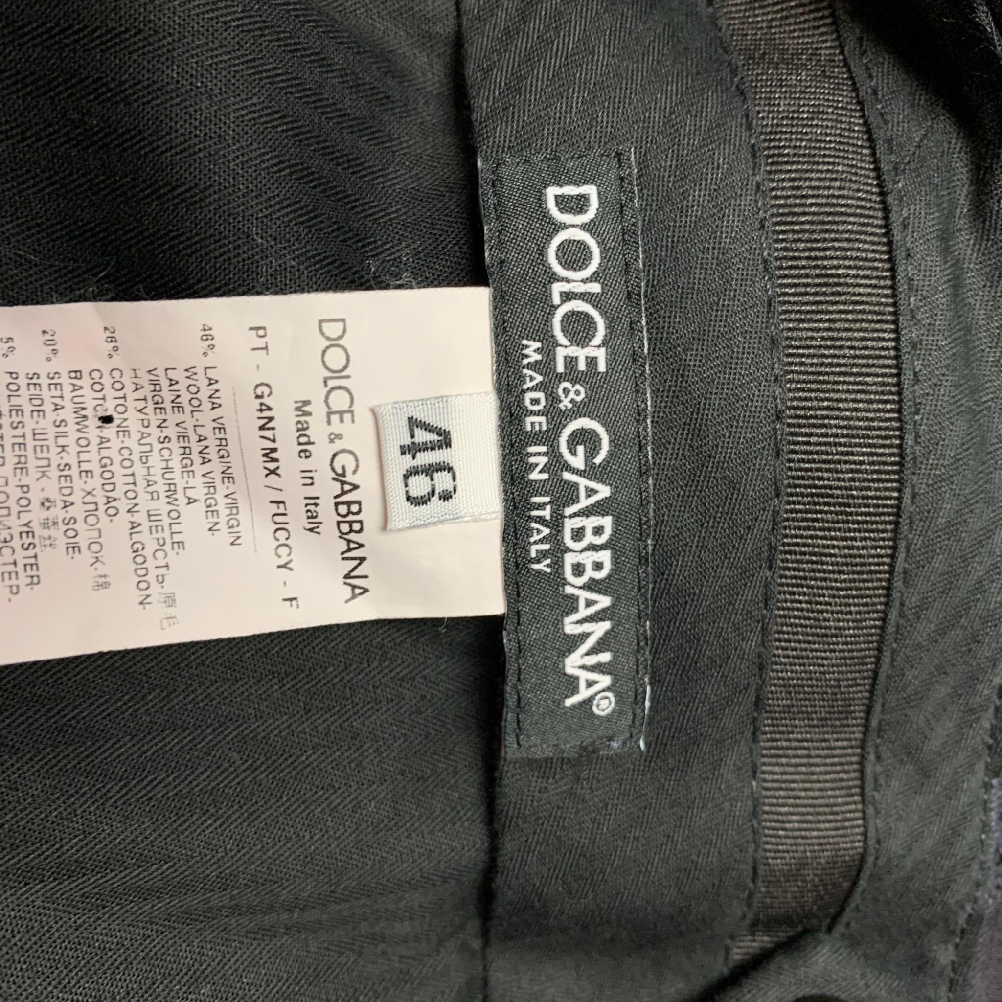 DOLCE & GABBANA Size 30 Navy Wool Blend Tuxedo Dress Pants In Good Condition In San Francisco, CA