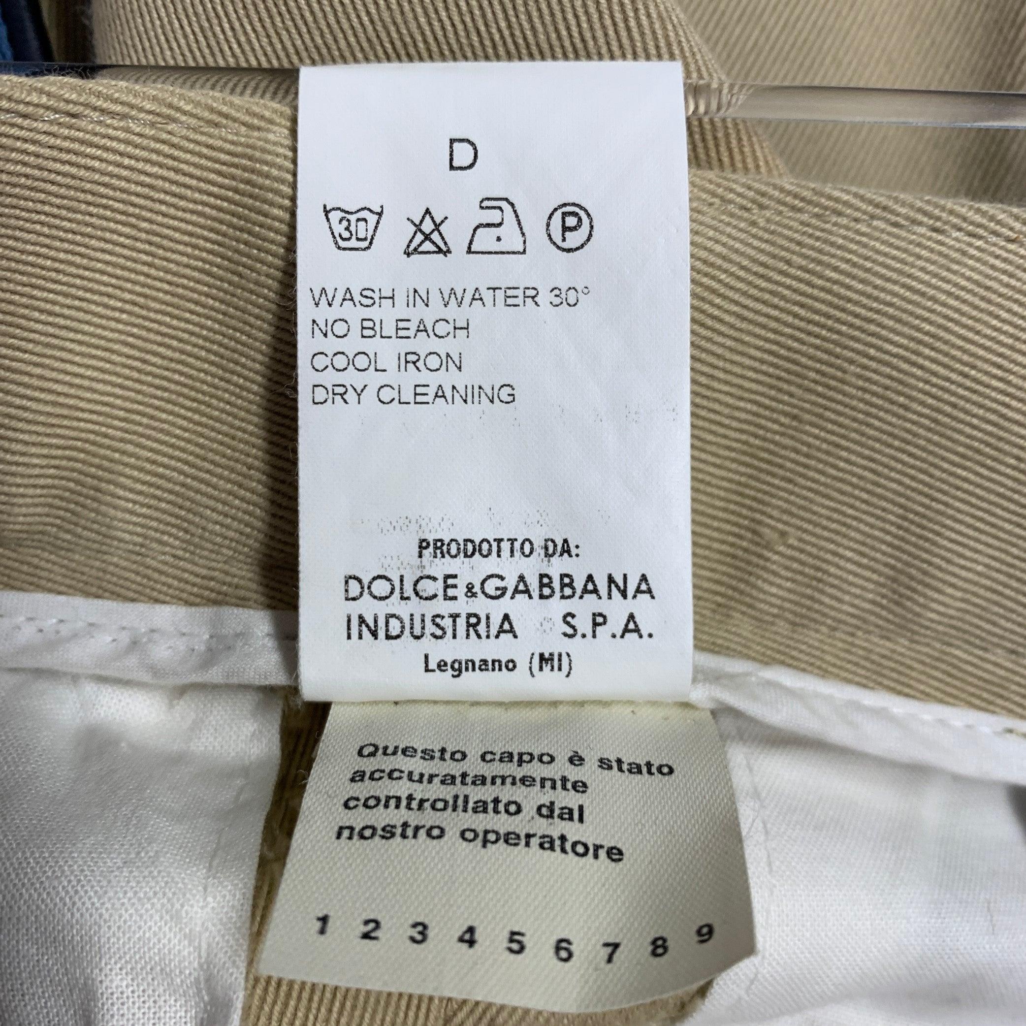 DOLCE & GABBANA Size 30 Tan Blue Black Twill Cotton Striped Trim Casual Pants For Sale 5