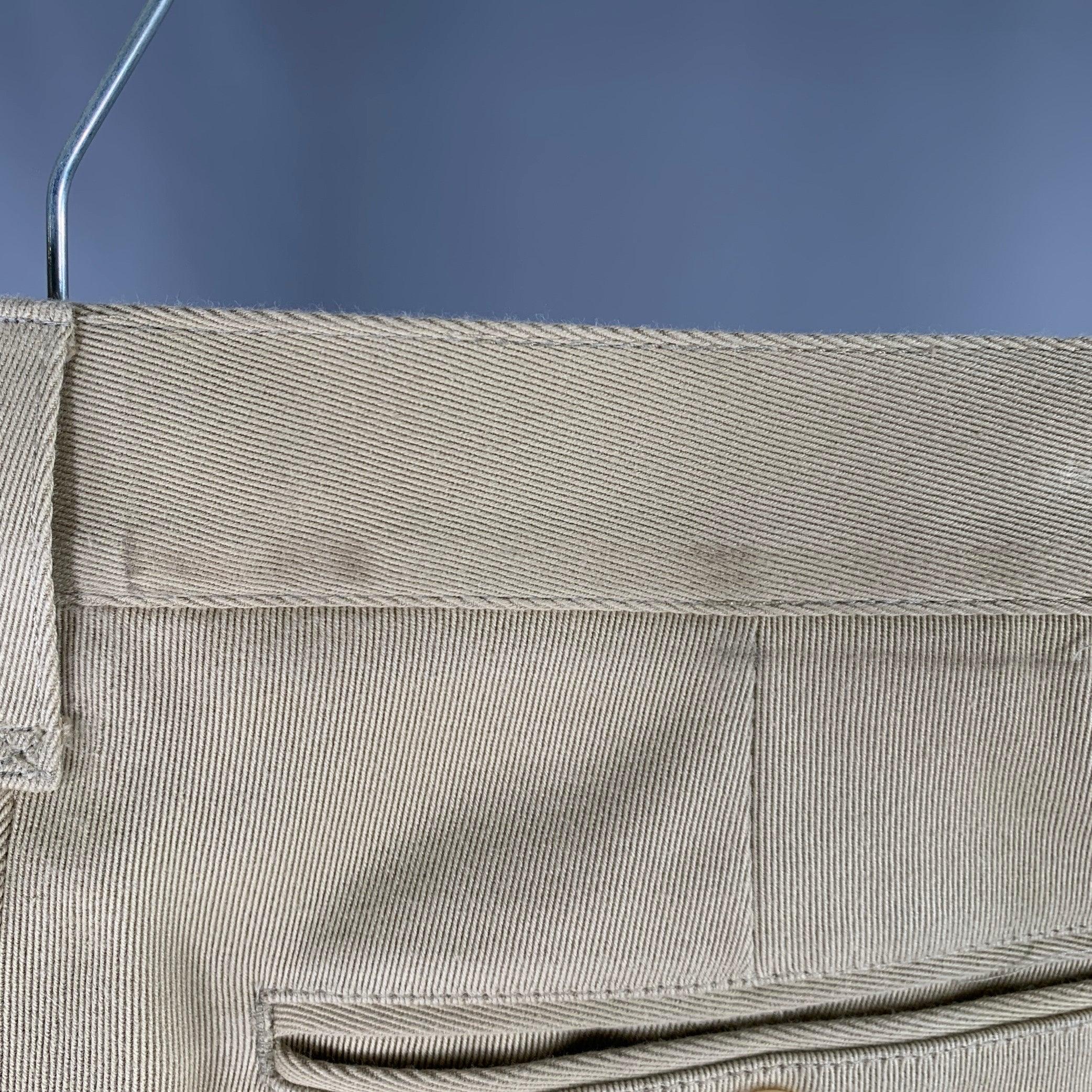 Men's DOLCE & GABBANA Size 30 Tan Blue Black Twill Cotton Striped Trim Casual Pants For Sale