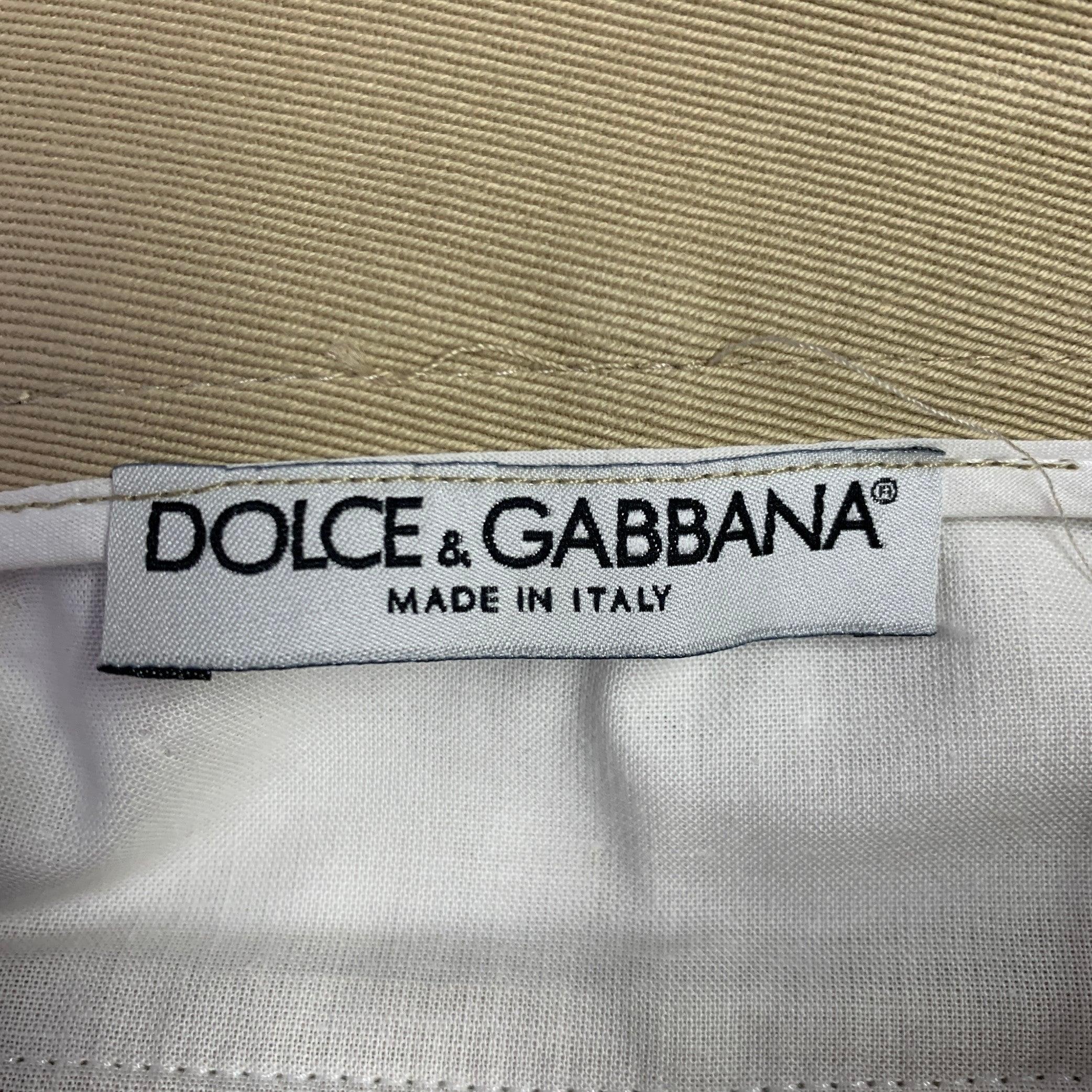 DOLCE & GABBANA Size 30 Tan Blue Black Twill Cotton Striped Trim Casual Pants For Sale 2