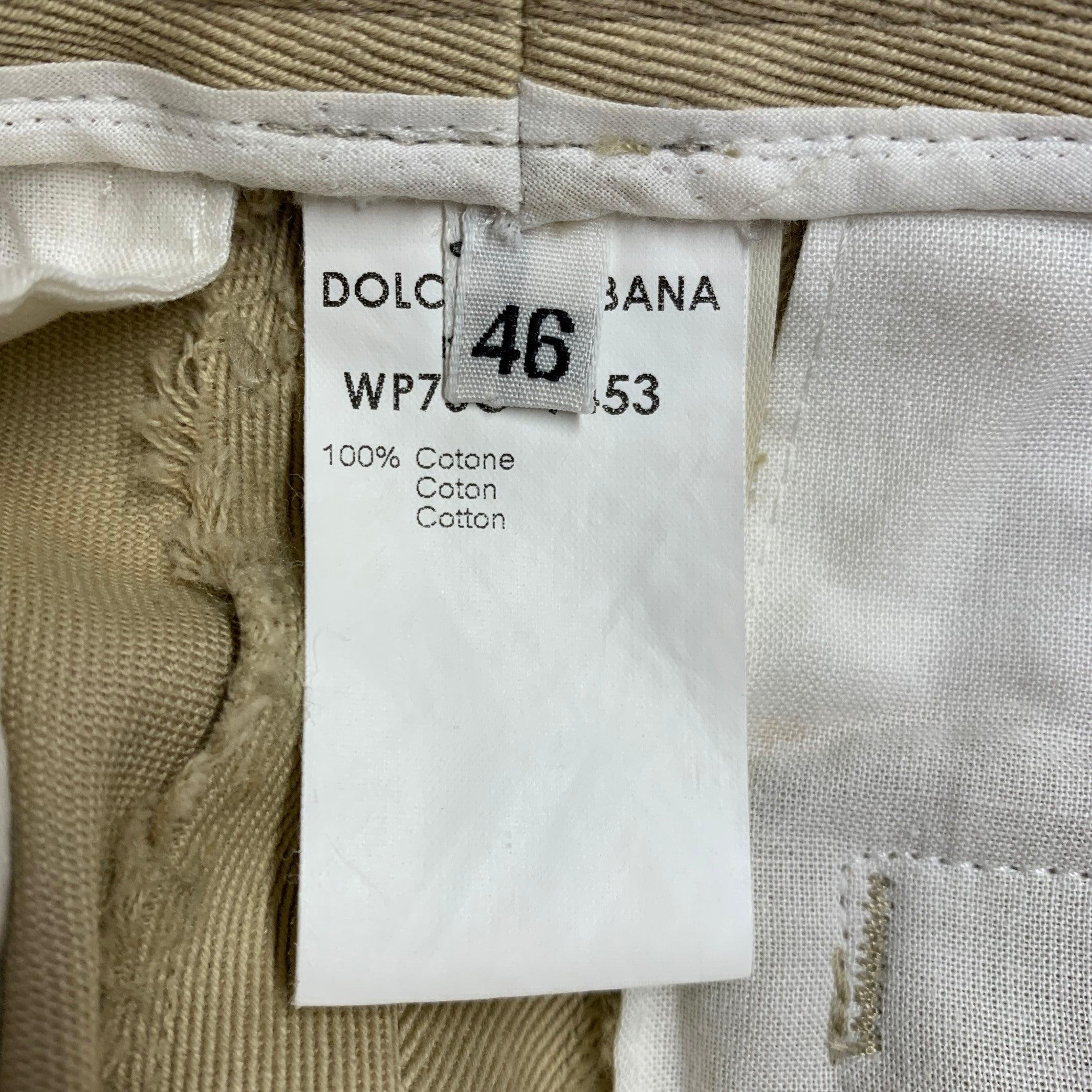 DOLCE & GABBANA Size 30 Tan Blue Black Twill Cotton Striped Trim Casual Pants For Sale 3