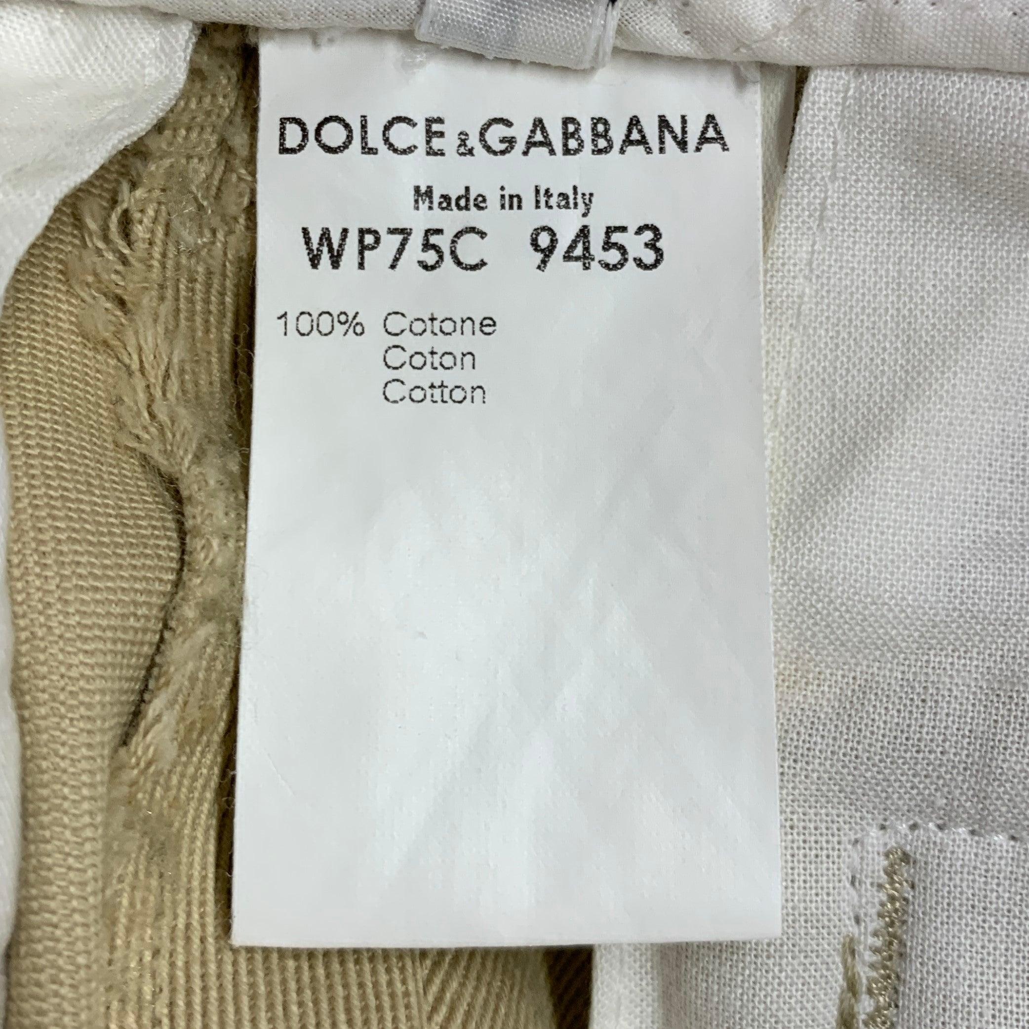 DOLCE & GABBANA Size 30 Tan Blue Black Twill Cotton Striped Trim Casual Pants For Sale 4