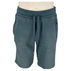 DOLCE & GABBANA Size 30 Teal Washed Cotton Drawstring Shorts