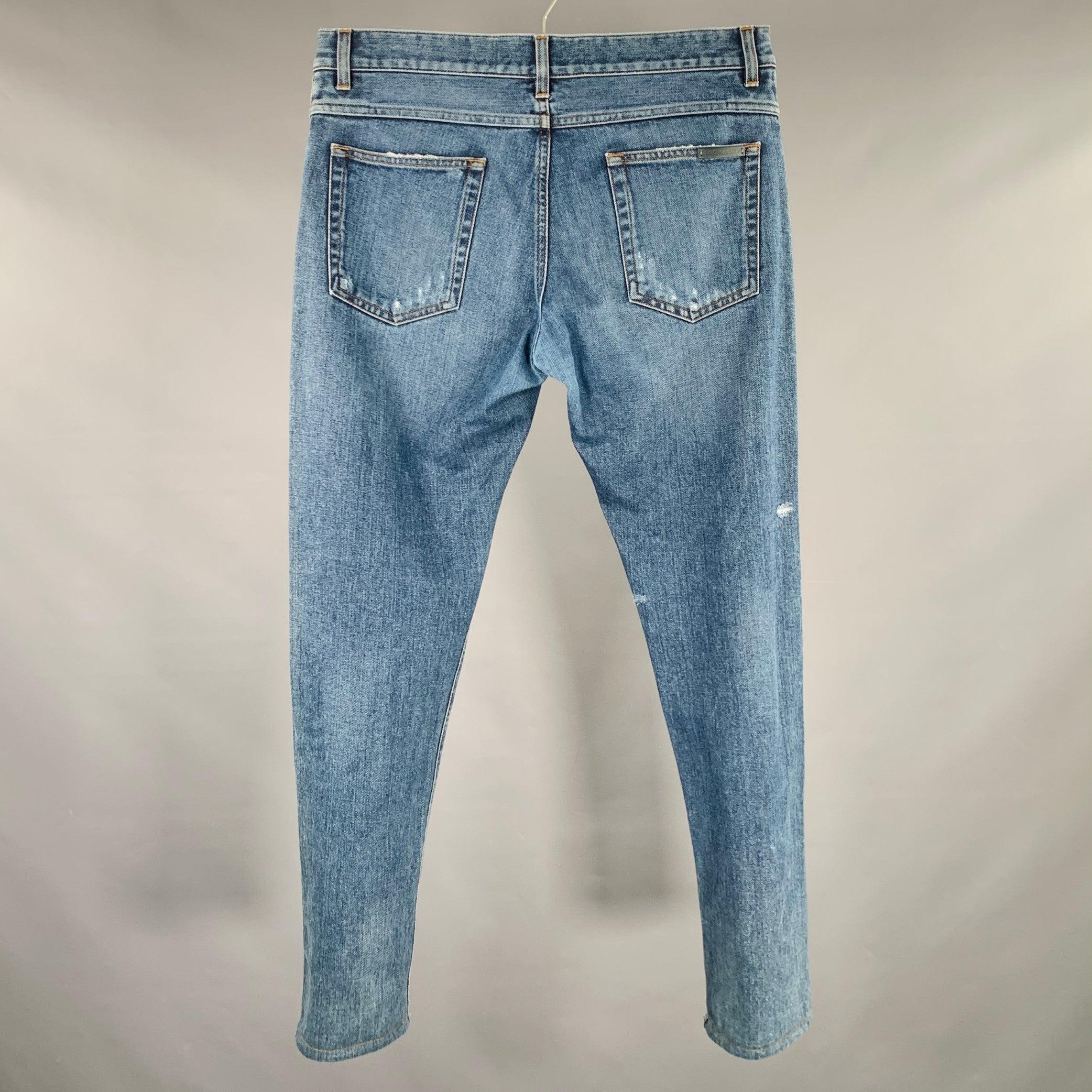 DOLCE & GABBANA Größe 32 16 Classic Blue Cotton Relaxed Distressed Jeans (Blau) im Angebot