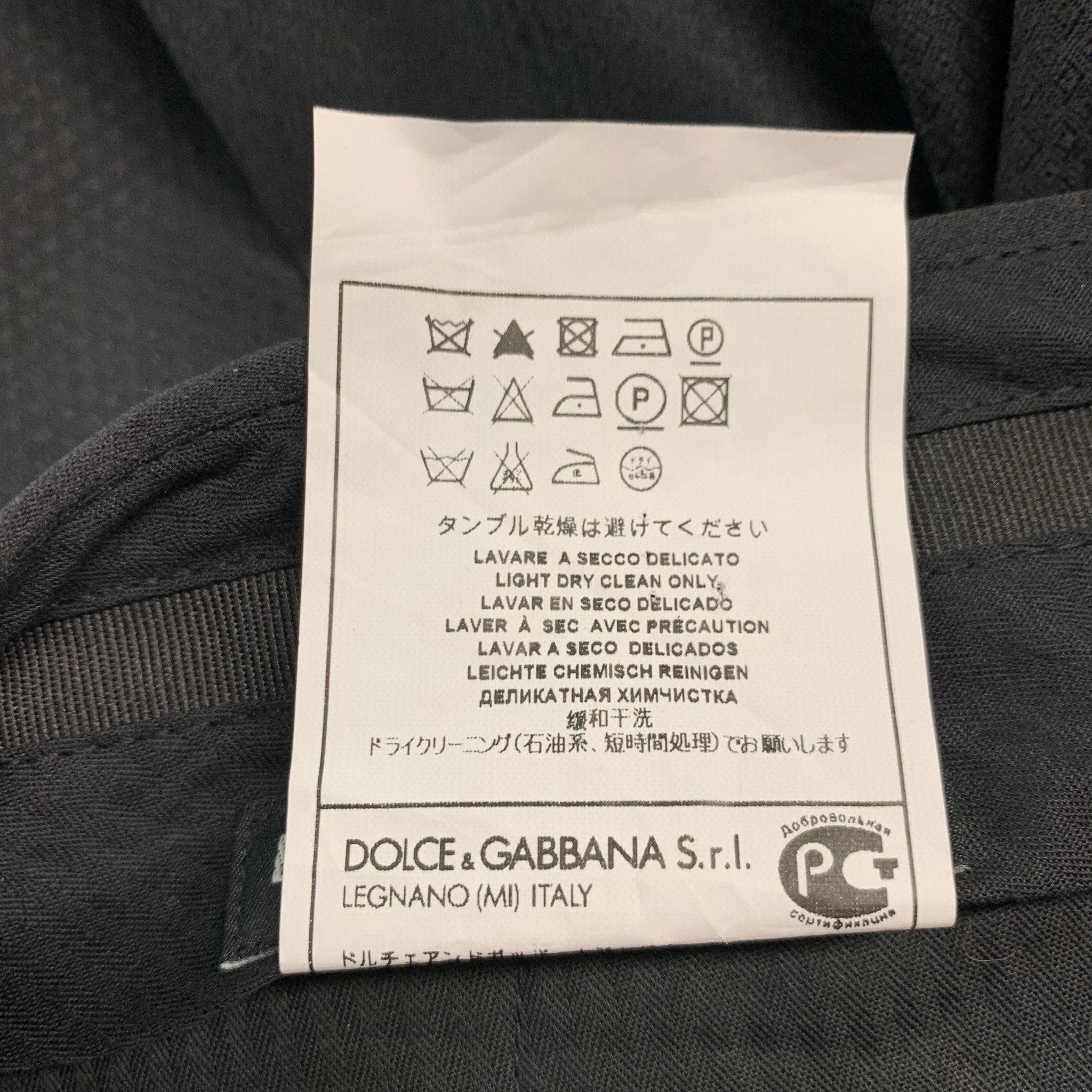 DOLCE & GABBANA Size 32 Black Jacquard Wool Silk Tuxedo Dress Pants For Sale 3