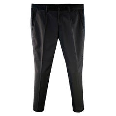 DOLCE & GABBANA Size 32 Black Polyester Blend Tuxedo Dress Pants