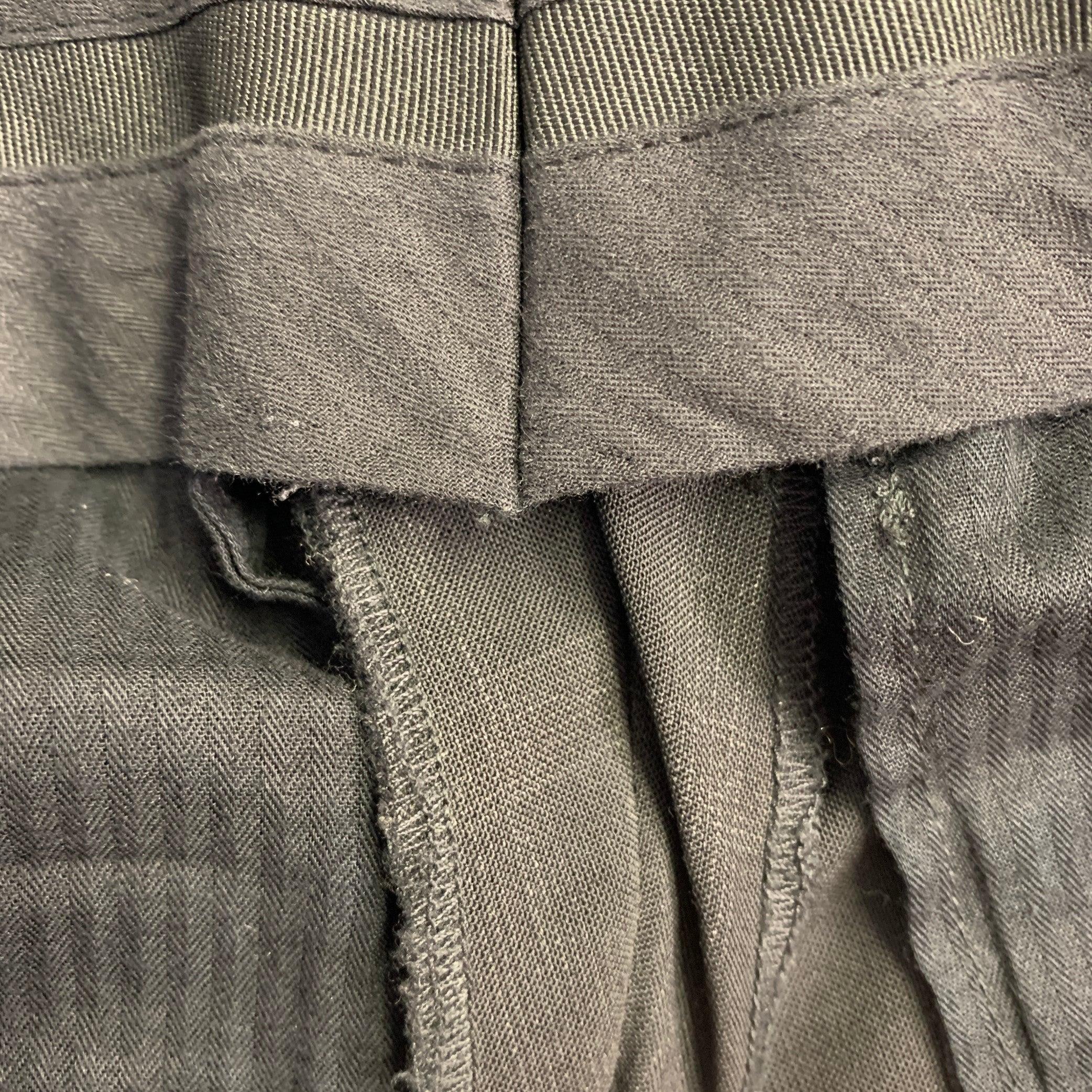 Men's DOLCE & GABBANA Size 32 Black Window Pane Wool Blend Tapered Zip Fly Dress Pants For Sale