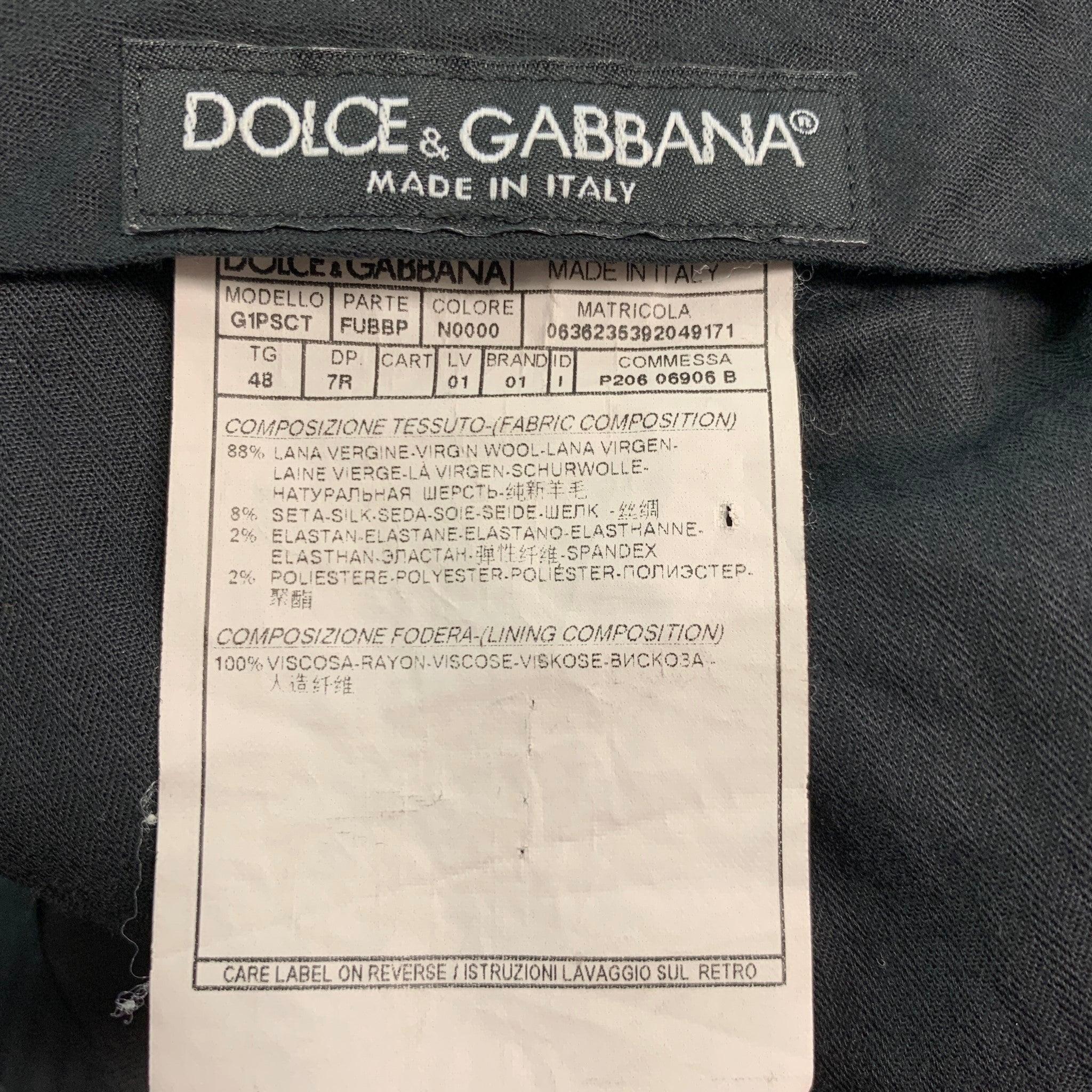 Men's DOLCE & GABBANA Size 32 Black Wool Blend Tuxedo Dress Pants For Sale