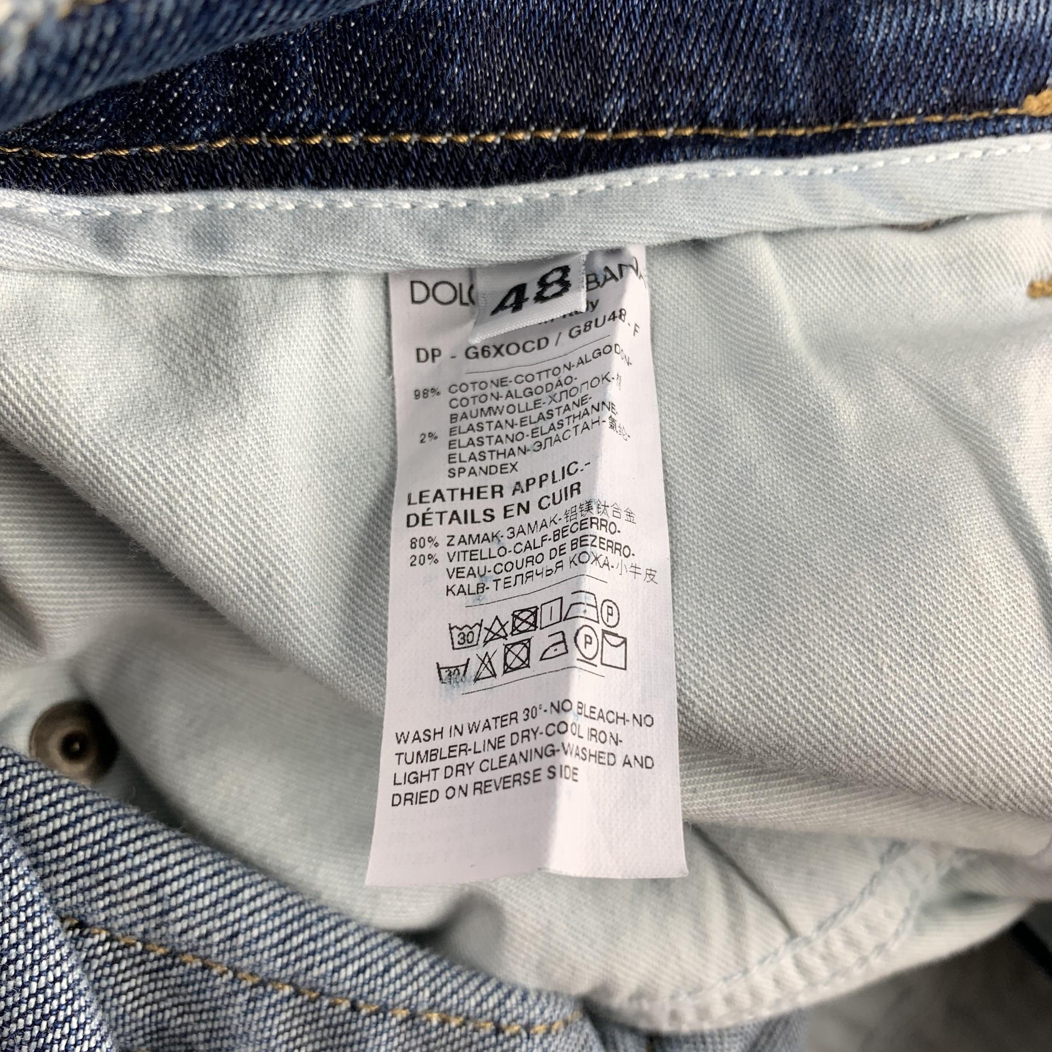 Men's DOLCE & GABBANA Size 32 Blue Distressed Denim Zip Fly Jeans