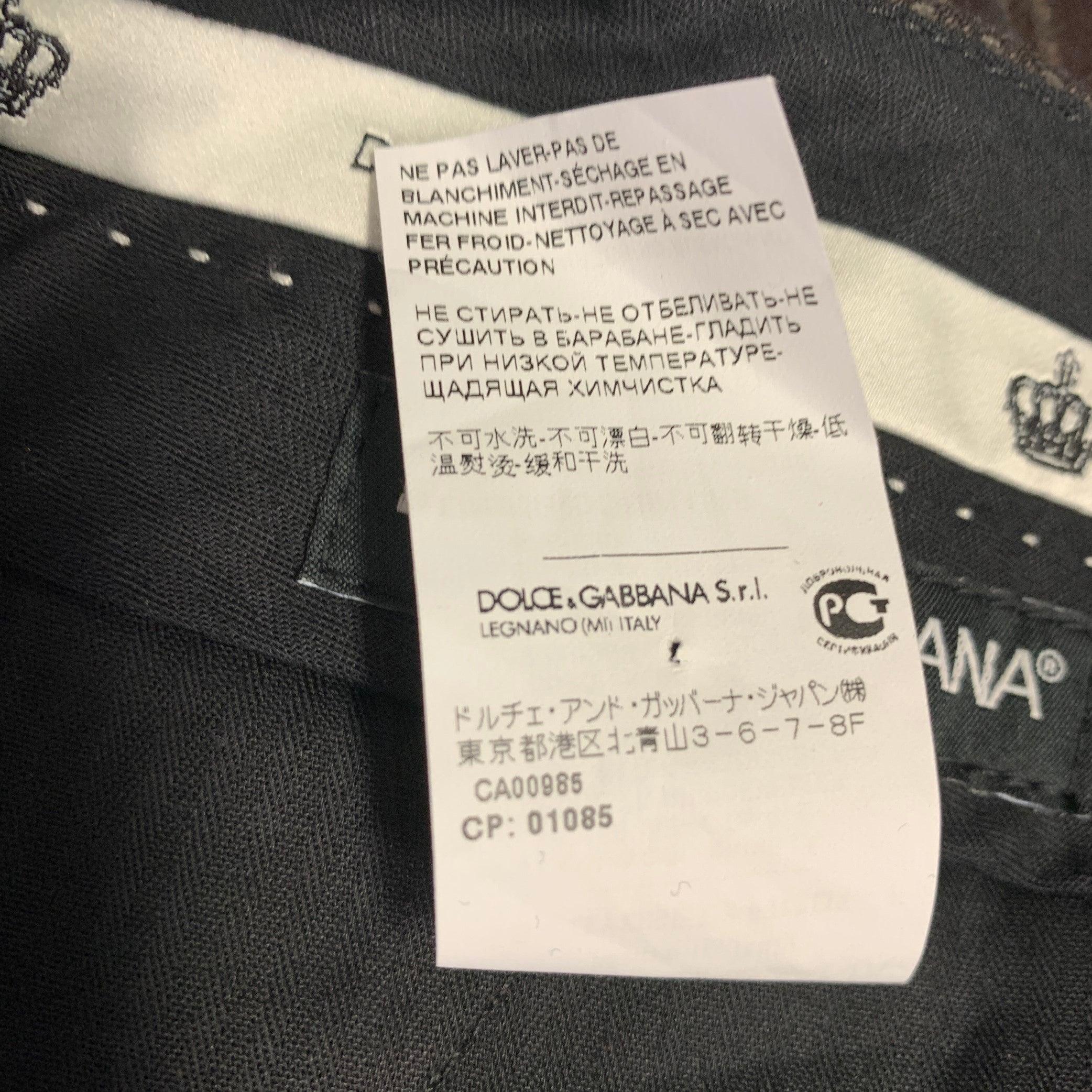 Dolce & Gabbana Size 32 Brown Grey Wool Blend Stripe Houndstooth Zip Fly Dress Pants en vente 1