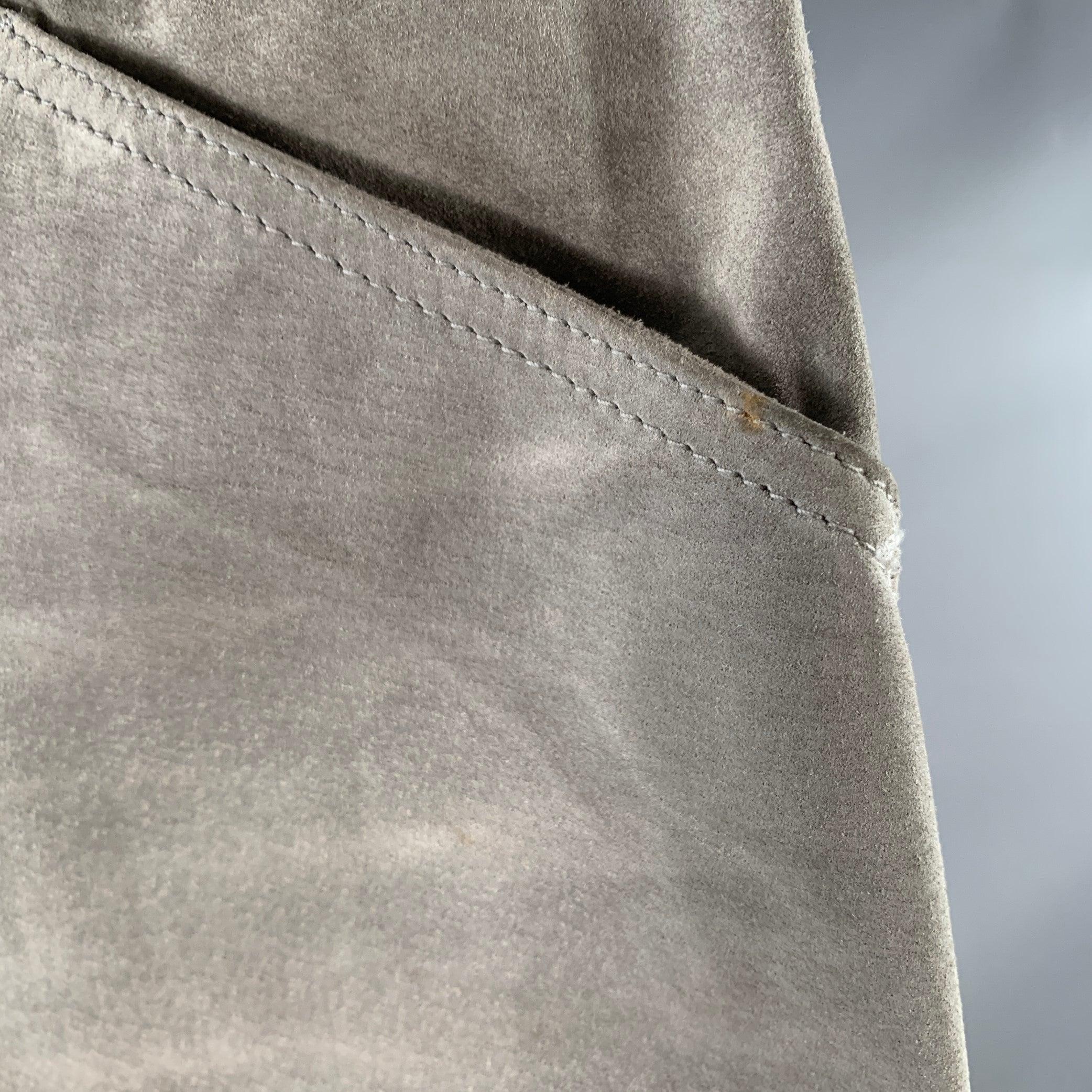 DOLCE & GABBANA Size 32 Grey Suede Five Pockets Straight Casual Pants In Good Condition For Sale In San Francisco, CA