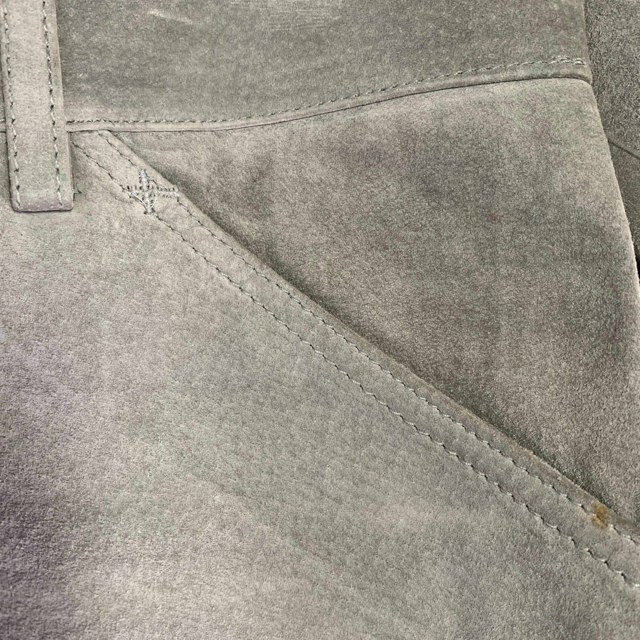 DOLCE & GABBANA Size 32 Grey Suede Five Pockets Straight Casual Pants For Sale 1