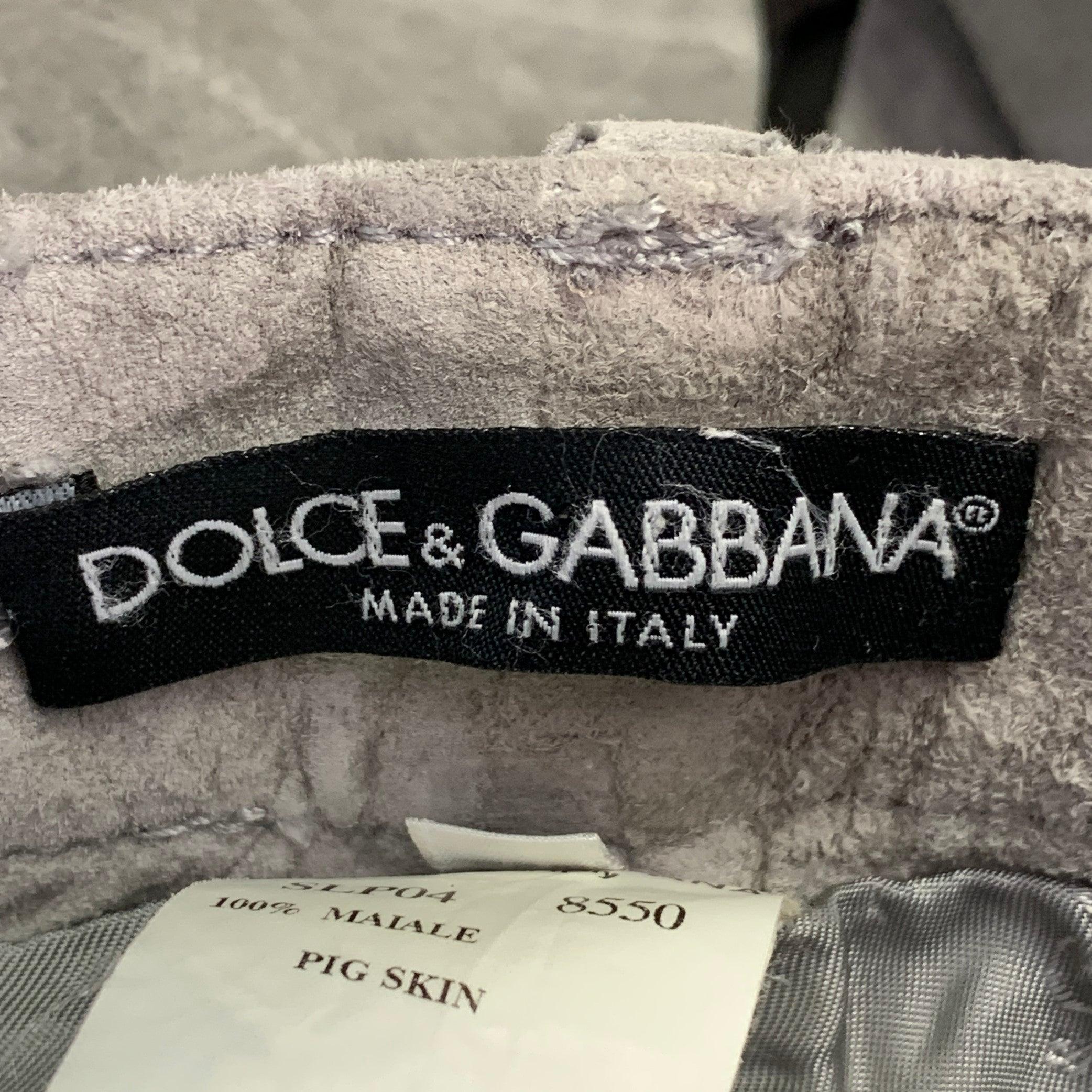 DOLCE & GABBANA Size 32 Grey Suede Five Pockets Straight Casual Pants For Sale 2