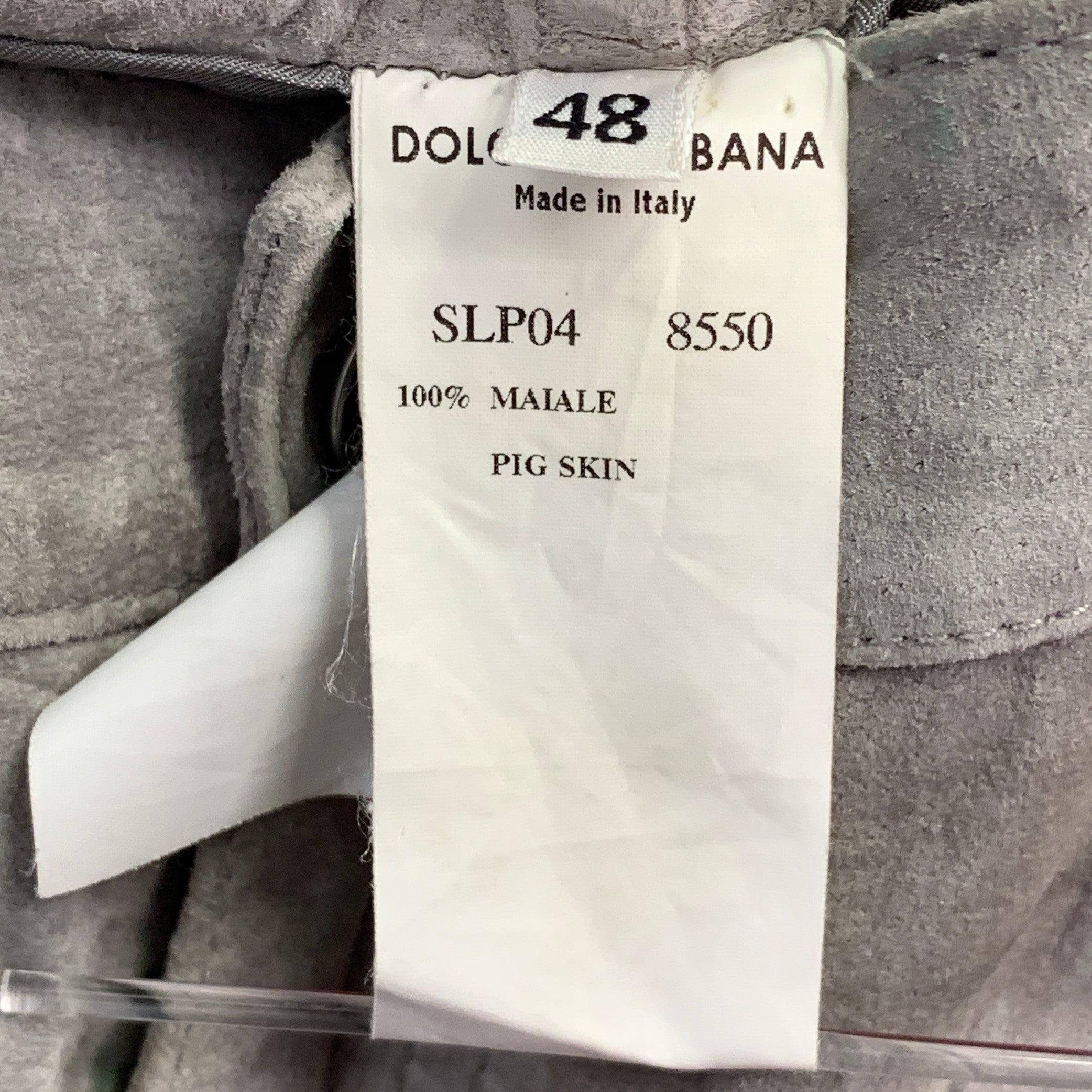 DOLCE & GABBANA Size 32 Grey Suede Five Pockets Straight Casual Pants For Sale 3