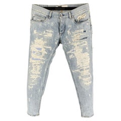 DOLCE & GABBANA Größe 32 Hellblau Distressed Baumwolle Skinny Jeans