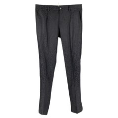 DOLCE & GABBANA Size 32 Navy Jacquard Wool Silk Zip Fly Dress Pants