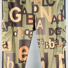 DOLCE & GABBANA Size 34 Black Olive Brown Logo Polyester Cargo Casual Pants