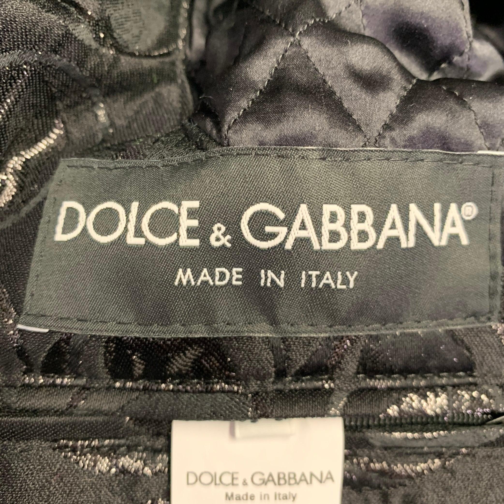 DOLCE & GABBANA Size 34 Black Silver Circles Cotton Blend Bomber Jacket For Sale 1