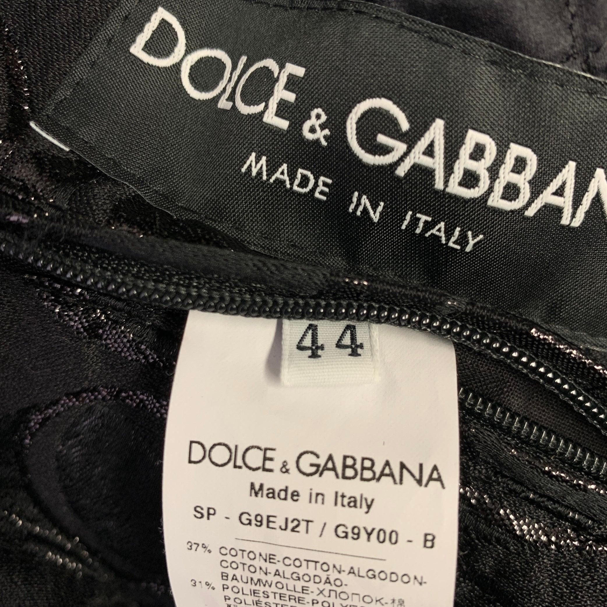 DOLCE & GABBANA Size 34 Black Silver Circles Cotton Blend Bomber Jacket For Sale 2
