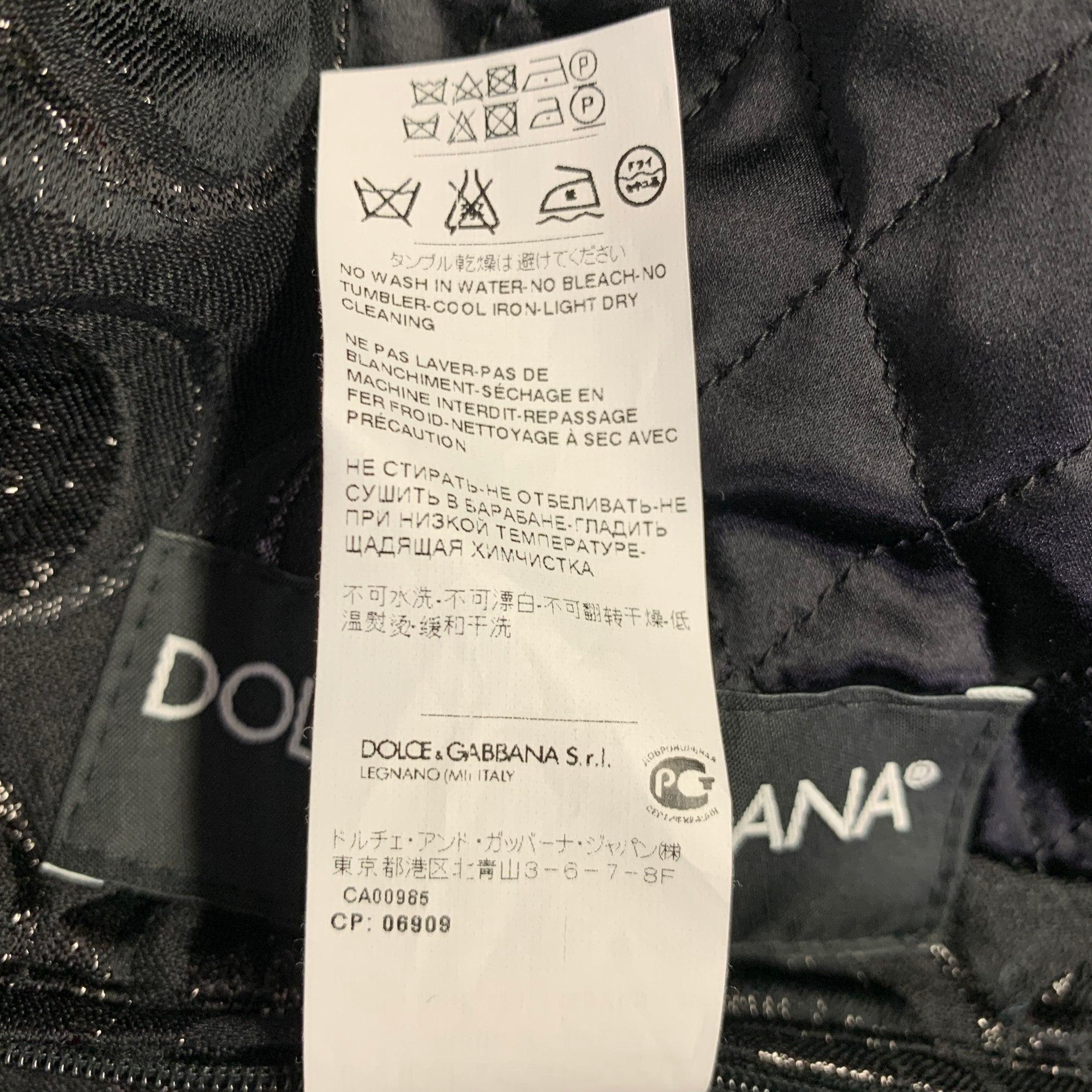 DOLCE & GABBANA Size 34 Black Silver Circles Cotton Blend Bomber Jacket For Sale 4