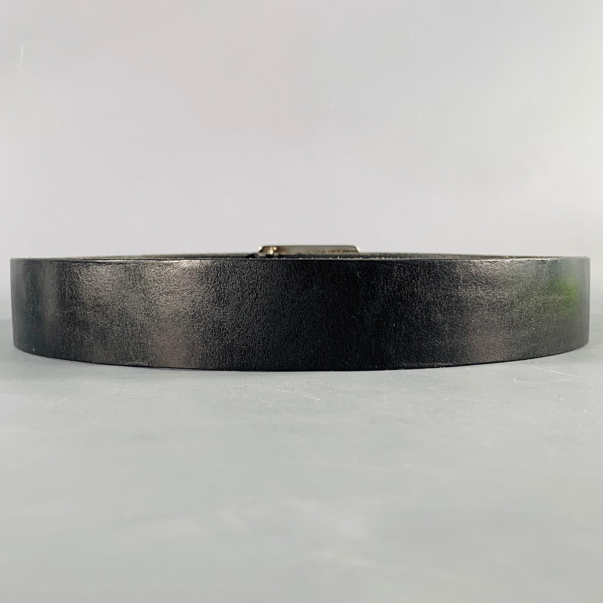 Men's DOLCE & GABBANA Size 34 Black Silver Leather Belt For Sale