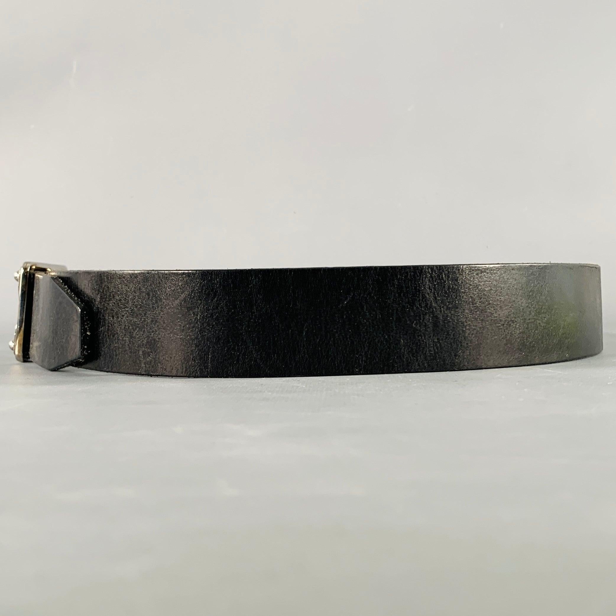 DOLCE & GABBANA Size 34 Black Silver Leather Belt For Sale 1