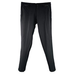Dolce & Gabbana Taille 34 Pantalon habillé en sergé de laine et soie noir avec fermeture éclair
