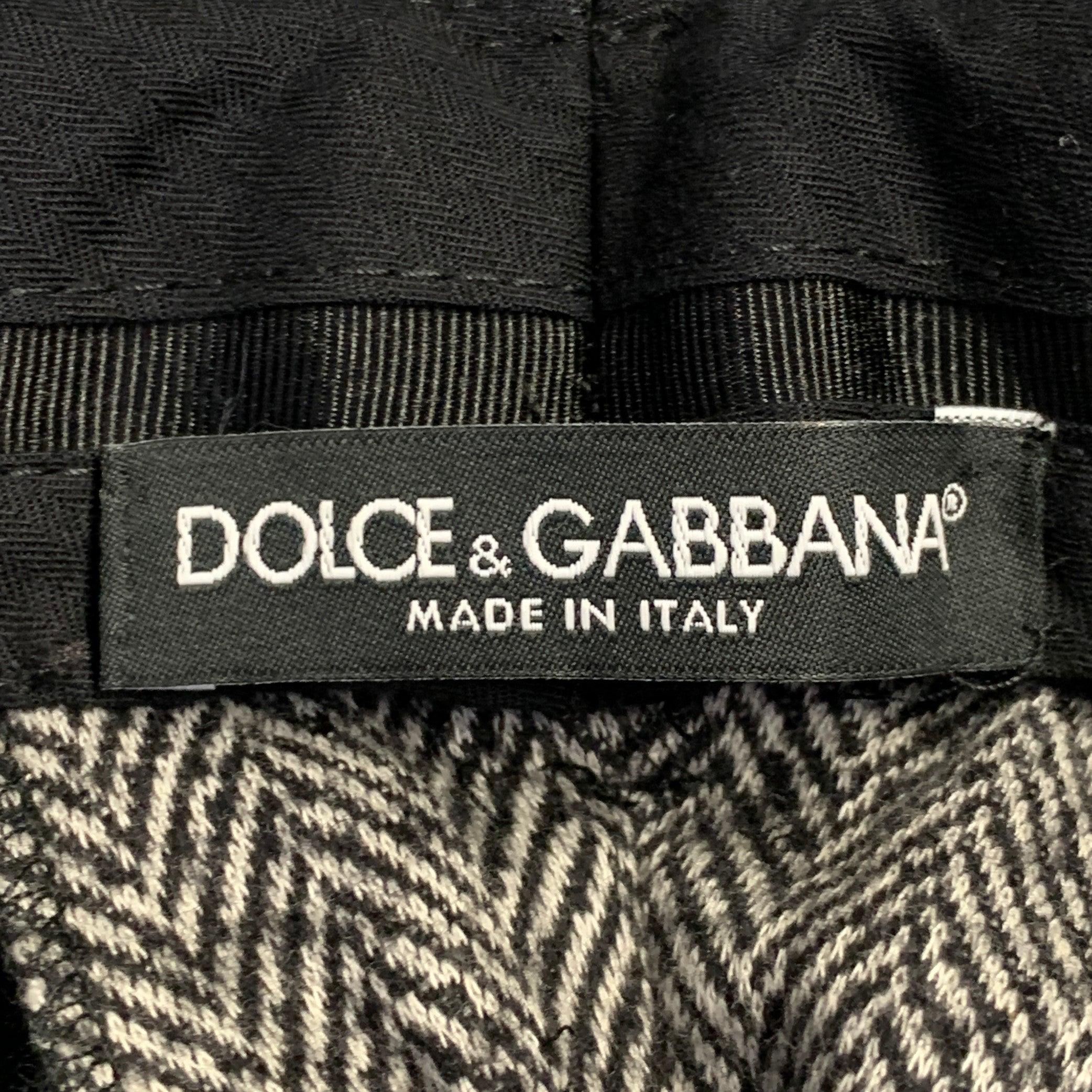 DOLCE & GABBANA Größe 34 Schwarz Weiß Fischgrät Wollmischung Zip Fly Kleiderhosen im Zustand „Hervorragend“ im Angebot in San Francisco, CA