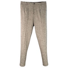 DOLCE & GABBANA Größe 34 Schwarz Weiß Fischgrät Wollmischung Zip Fly Kleiderhosen