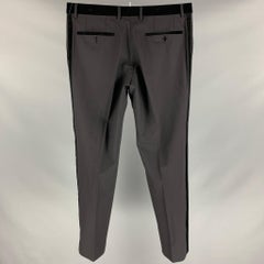 DOLCE & GABBANA Size 34 Black Wool Blend Tuxedo Dress Pants