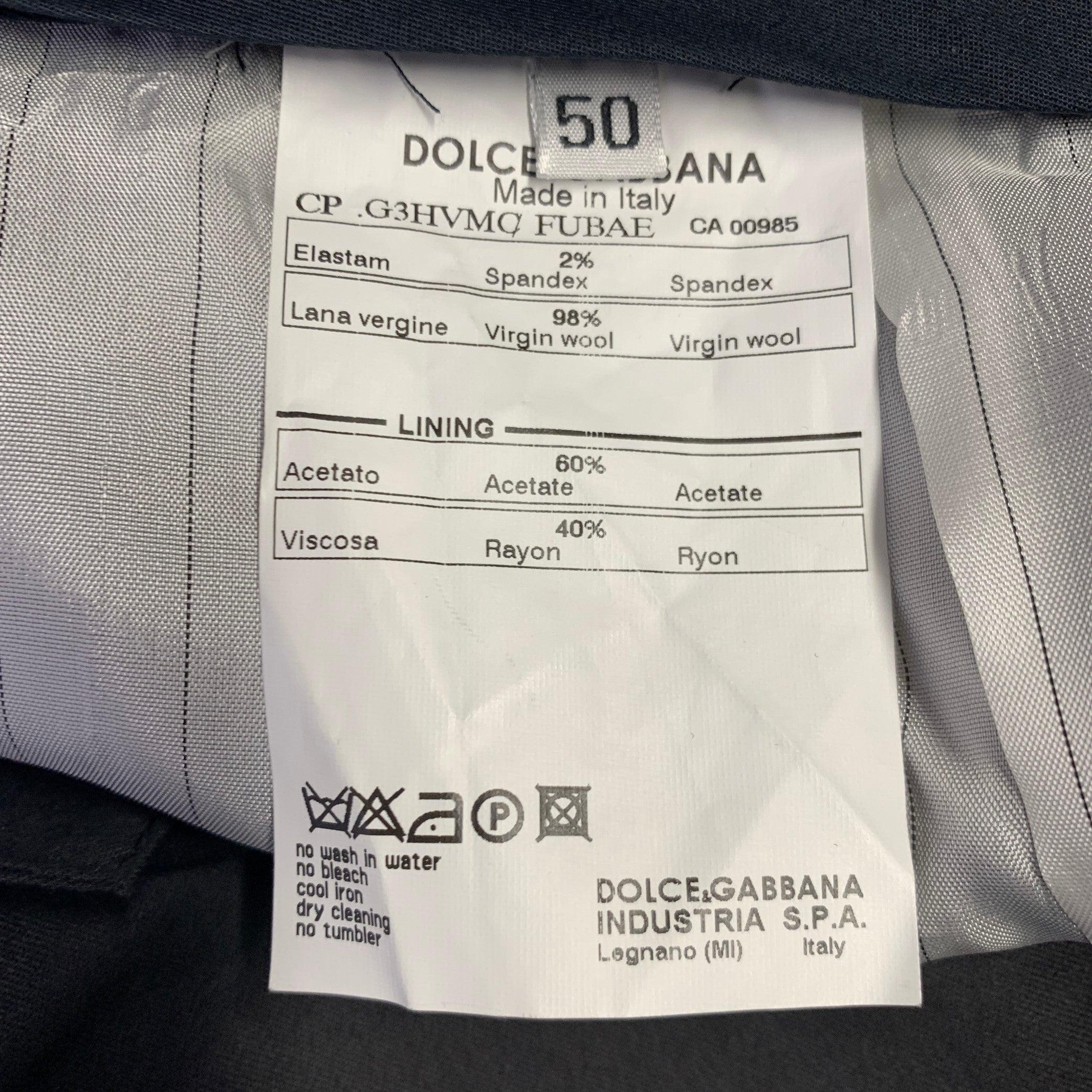 DOLCE & GABBANA Size 34 Black Wool Blend Zip Fly Dress Pants In Excellent Condition For Sale In San Francisco, CA