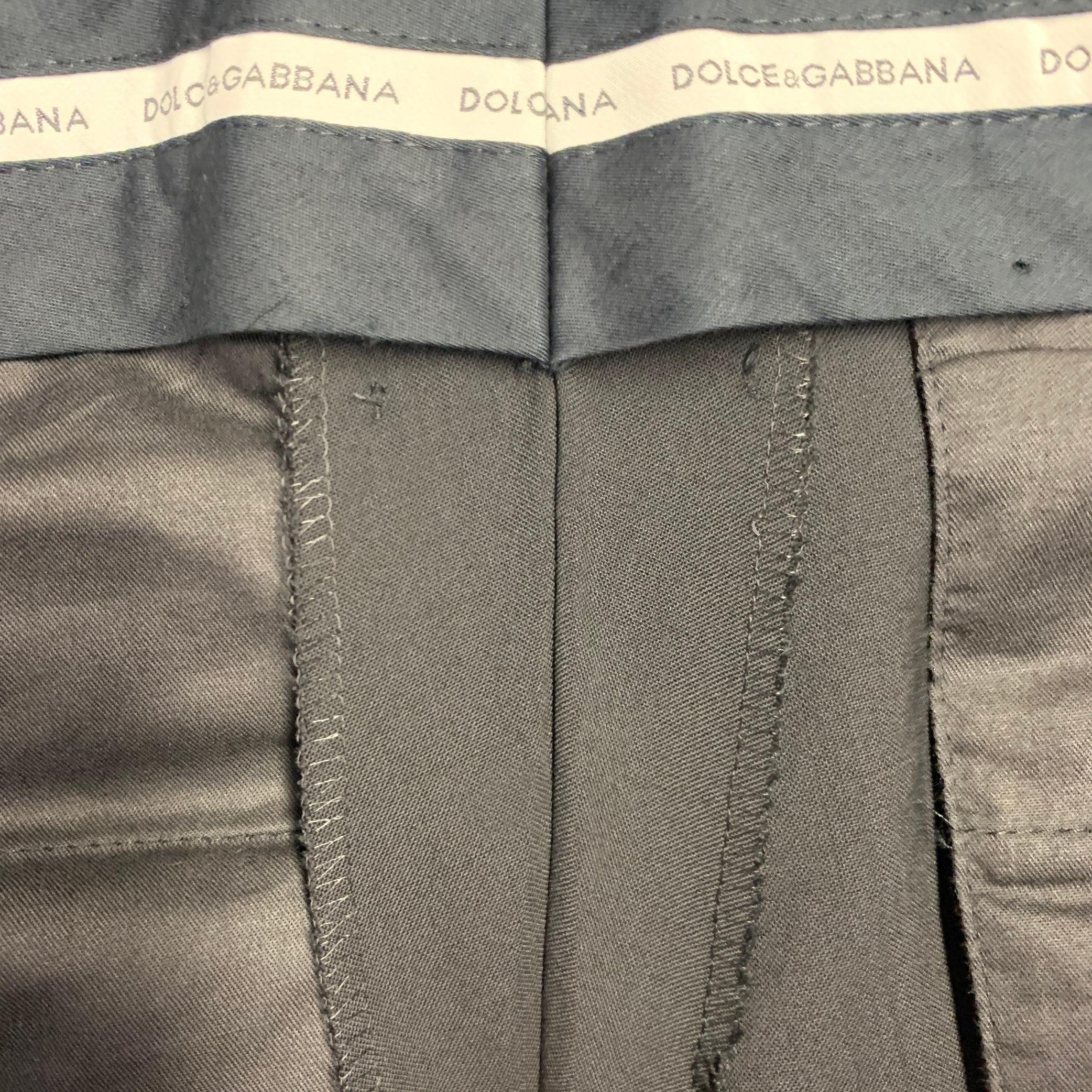 Men's DOLCE & GABBANA Size 34 Black Wool Blend Zip Fly Dress Pants For Sale