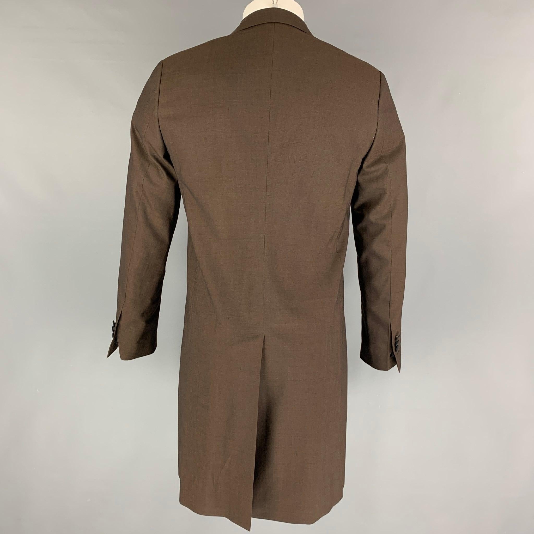 Men's DOLCE & GABBANA Size 34 Brown Black Wool Blend Double Breasted Coat For Sale