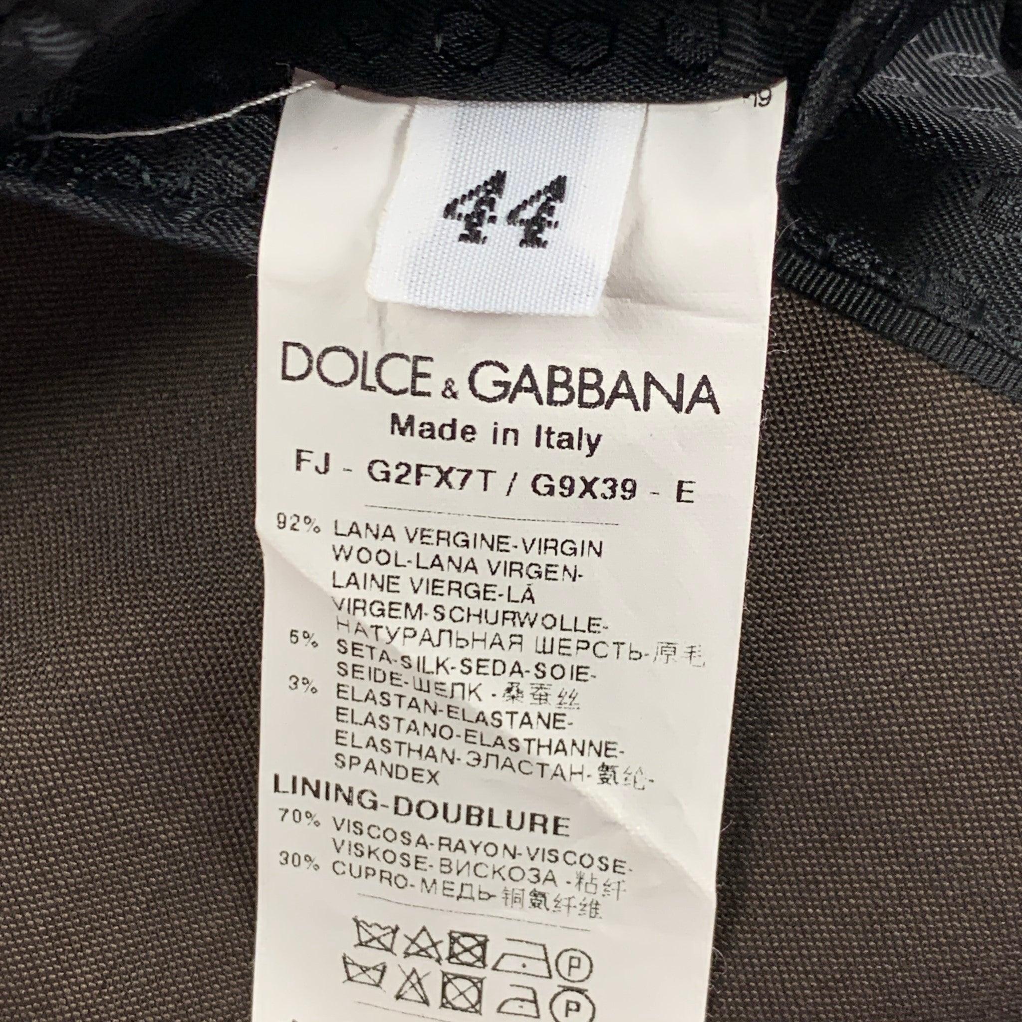 DOLCE & GABBANA Size 34 Brown Black Wool Blend Double Breasted Coat For Sale 2