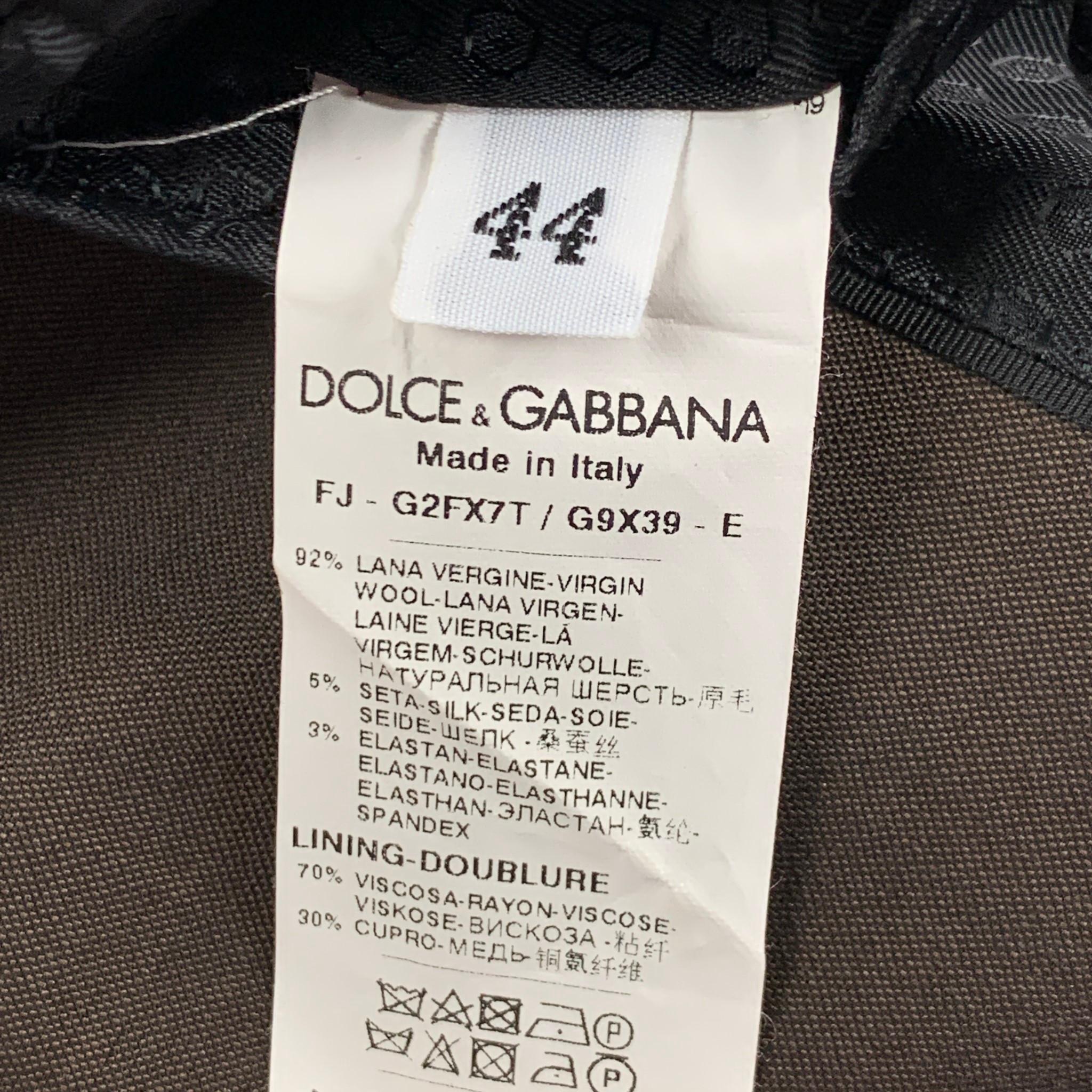 DOLCE & GABBANA Size 34 Brown Black Wool Blend Double Breasted Coat 2