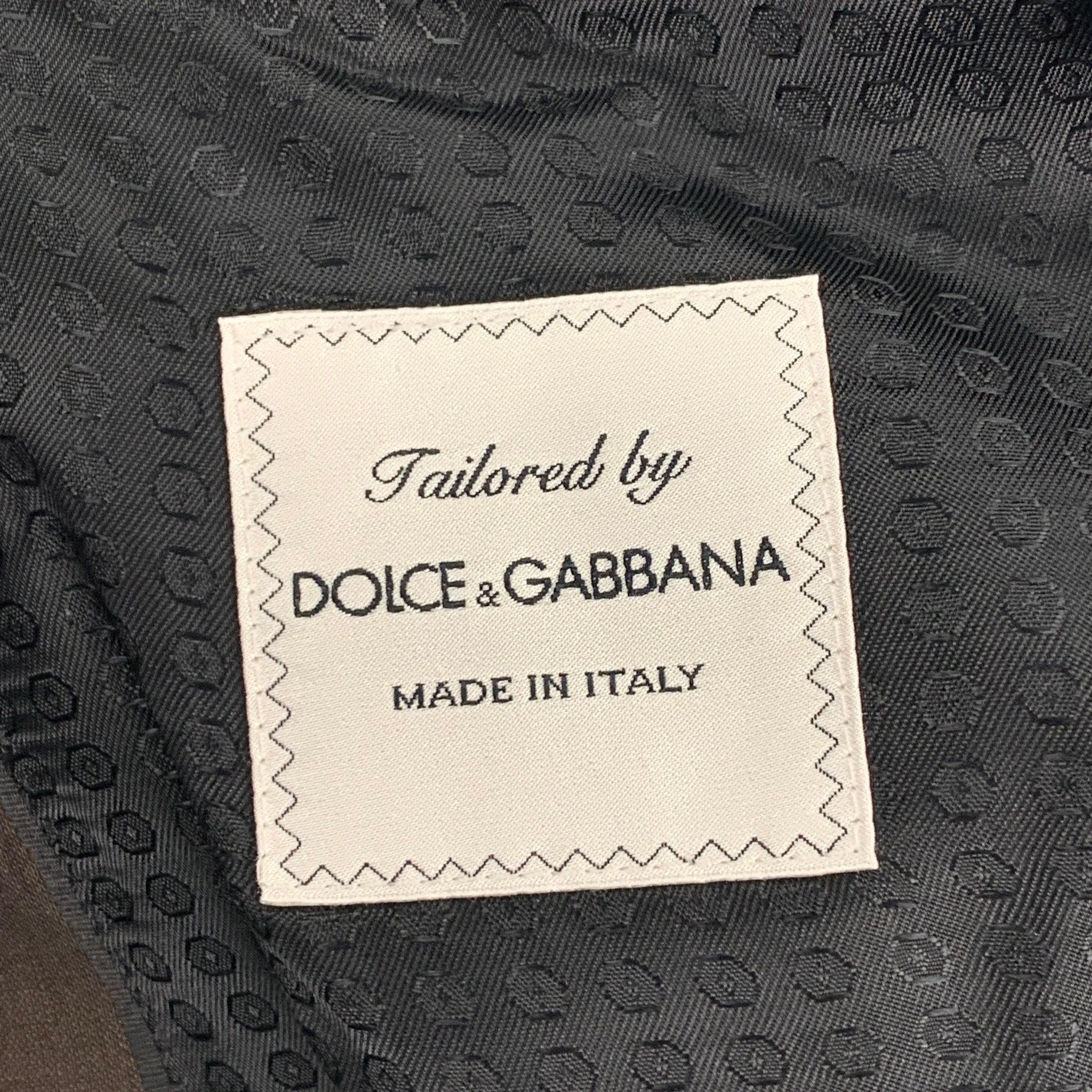 DOLCE & GABBANA Size 34 Brown Black Wool Blend Double Breasted Coat For Sale 3