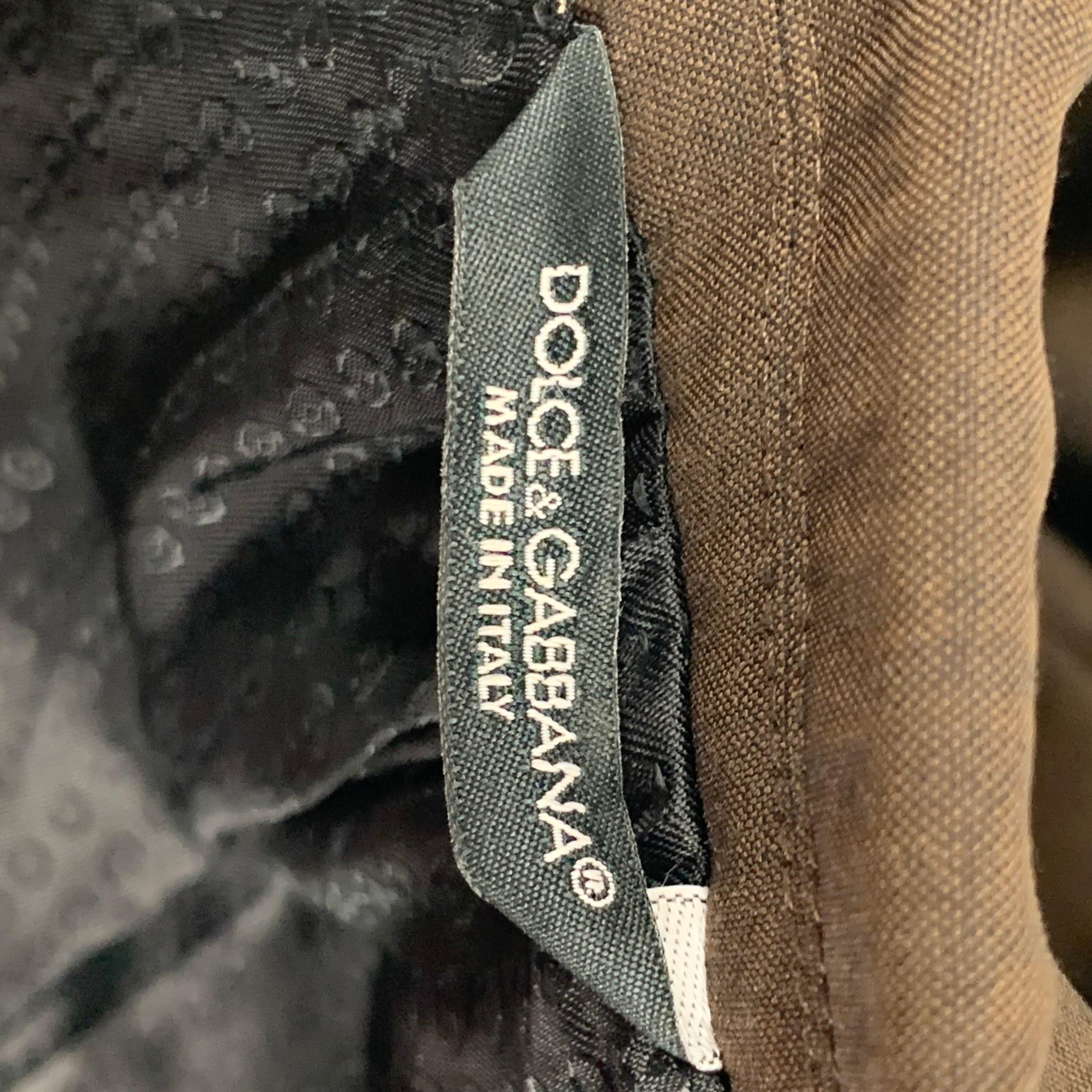 DOLCE & GABBANA Size 34 Brown Black Wool Blend Double Breasted Coat 3