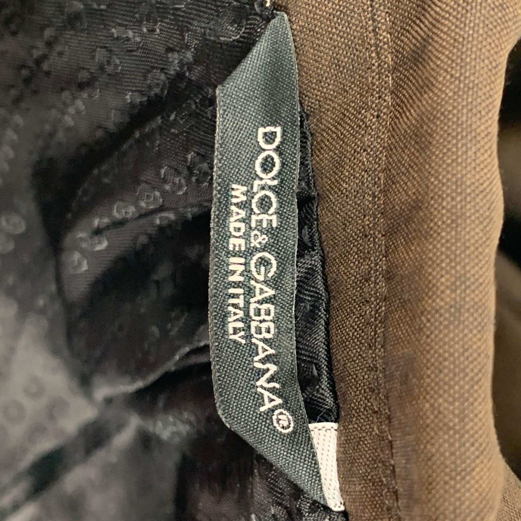 DOLCE & GABBANA Size 34 Brown Black Wool Blend Double Breasted Coat For Sale 4