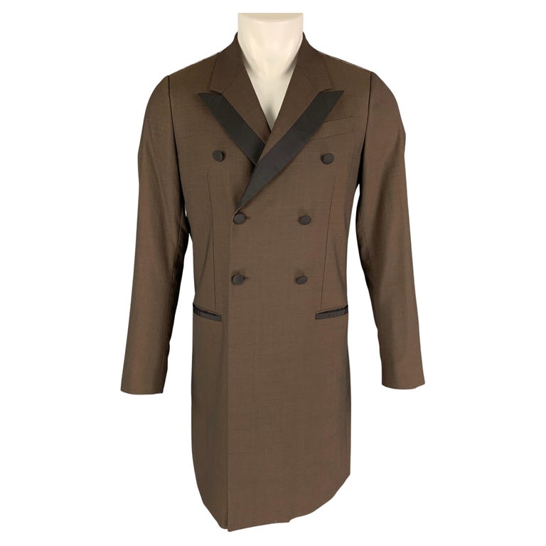 DOLCE GABBANA Size 34 Brown Blend Double Breasted Coat For Sale at 1stDibs