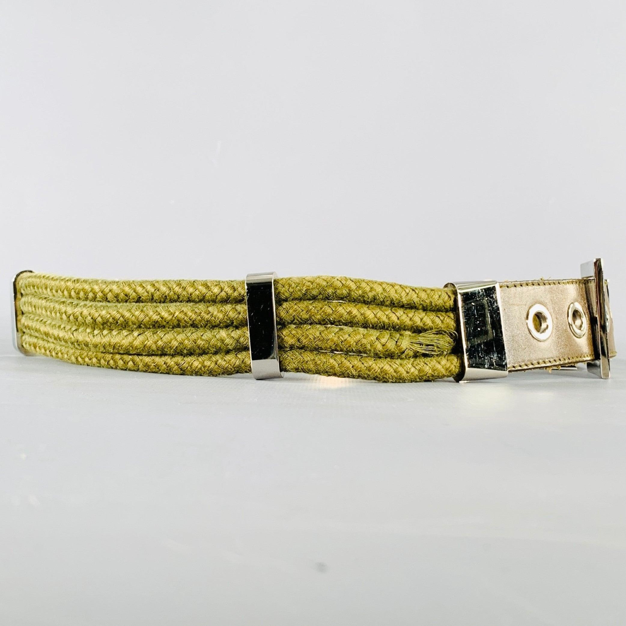 DOLCE & GABBANA Size 34 Brown Green Mixed Fabrics Leather Rope Belt In Good Condition For Sale In San Francisco, CA