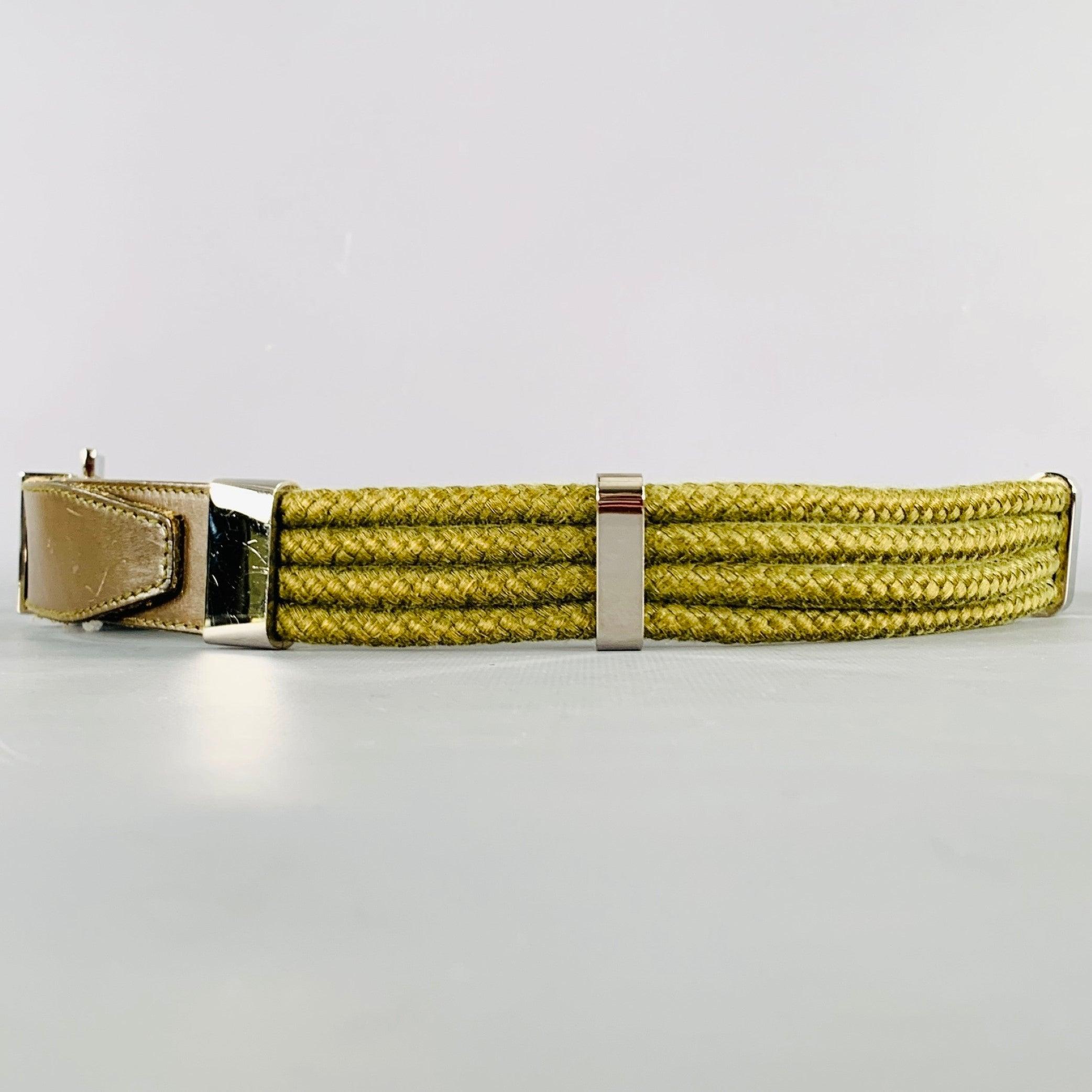 DOLCE & GABBANA Size 34 Brown Green Mixed Fabrics Leather Rope Belt For Sale 1