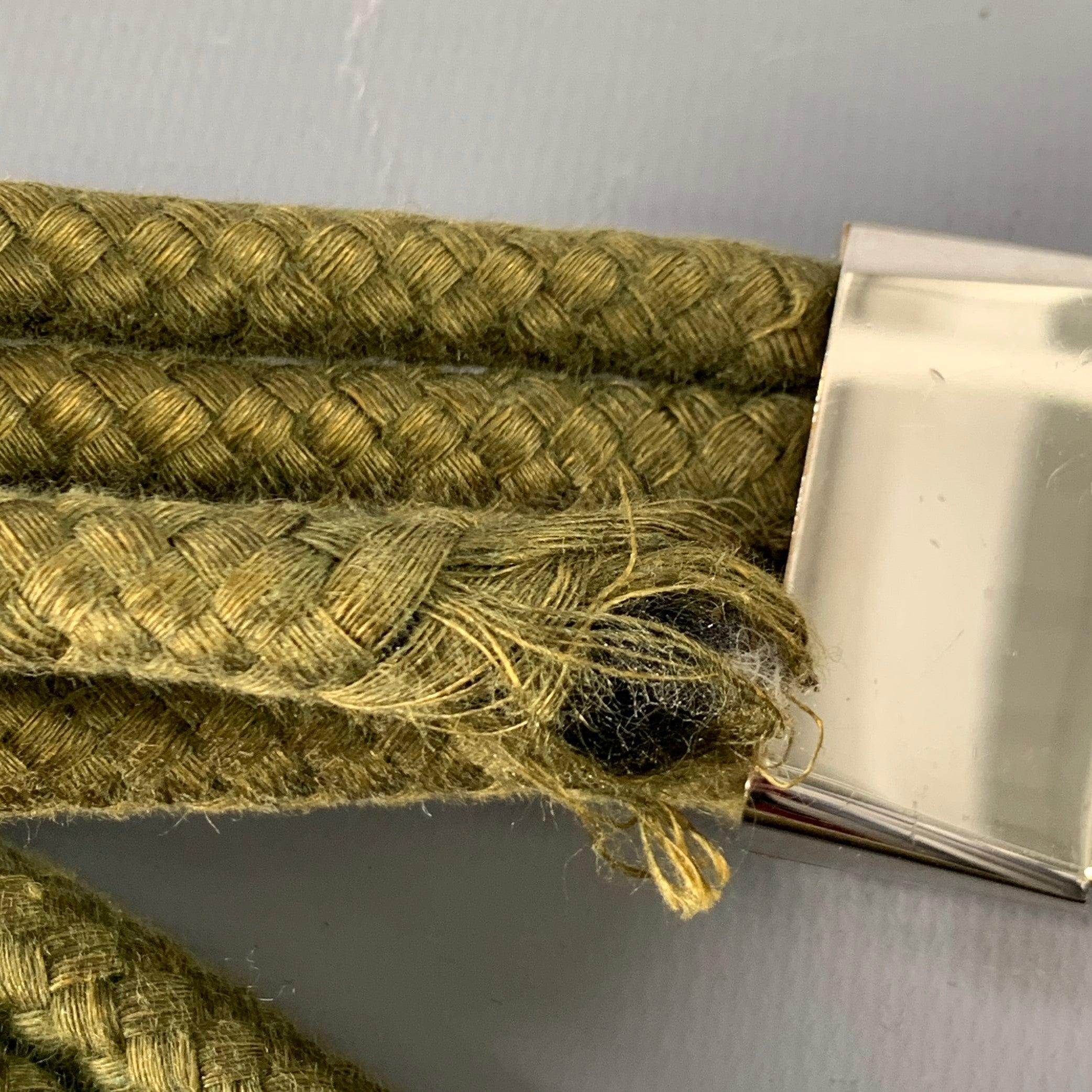DOLCE & GABBANA Size 34 Brown Green Mixed Fabrics Leather Rope Belt For Sale 3