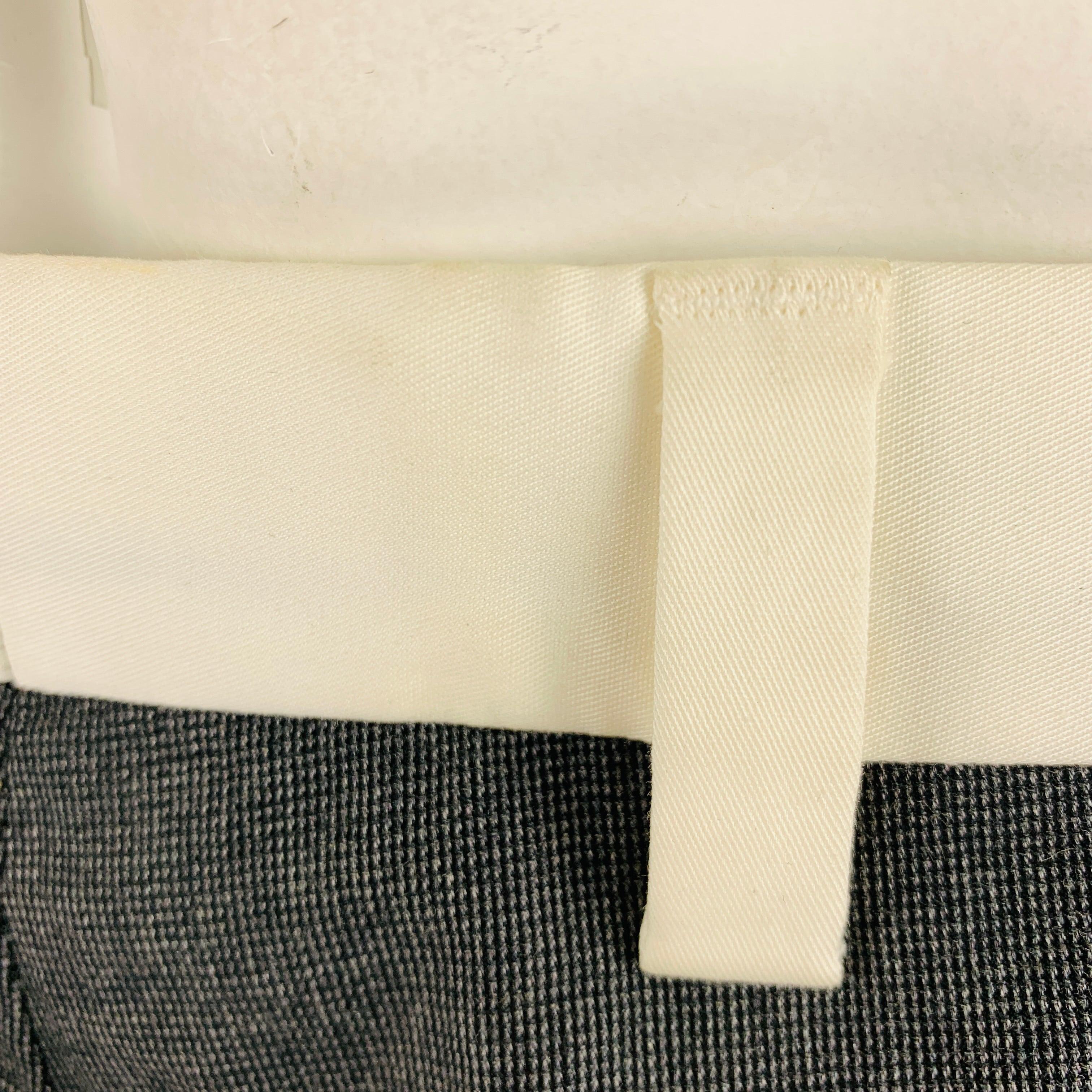 Men's DOLCE & GABBANA Size 34 Charcoal Off White Grid Cotton Tuxedo Dress Pants For Sale