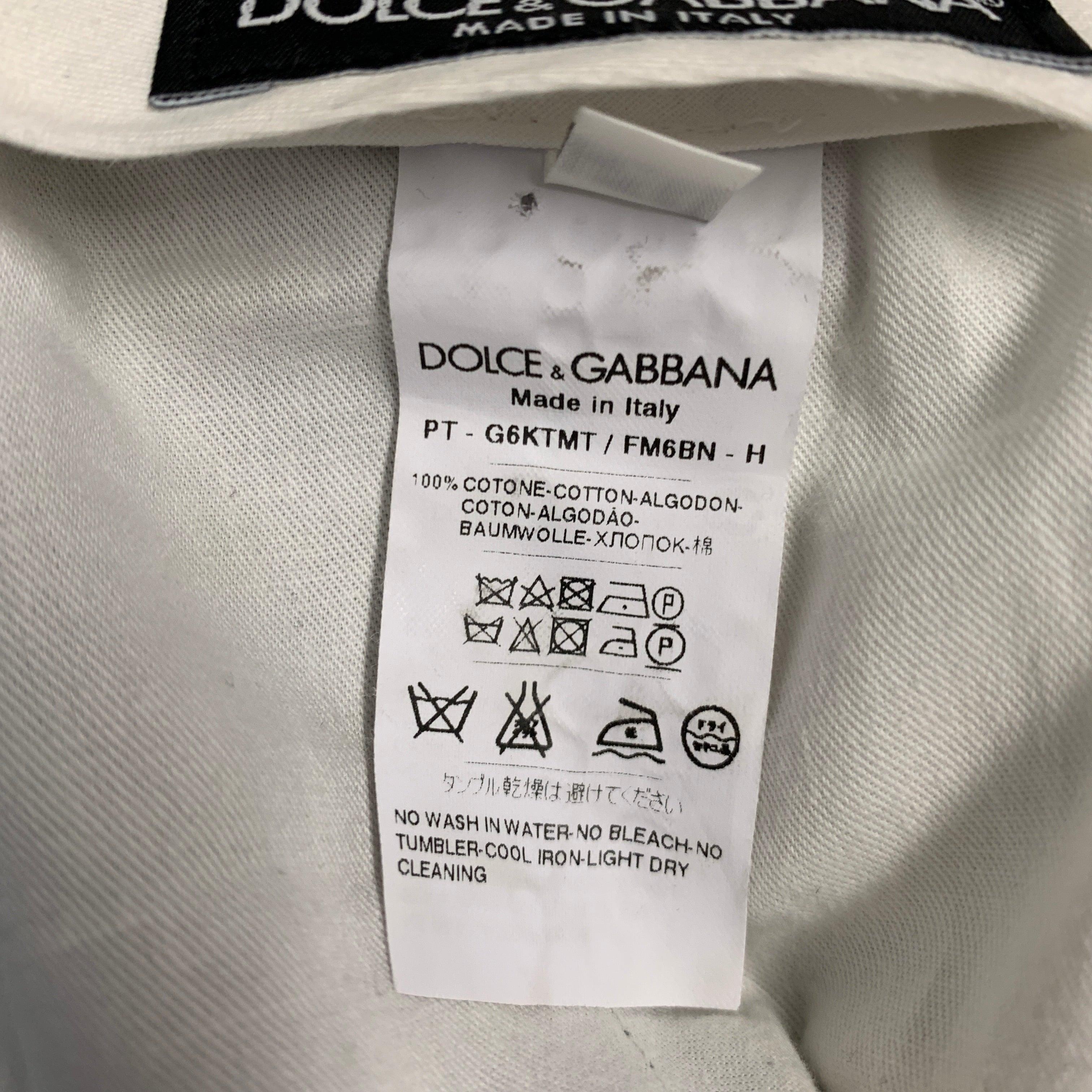 DOLCE & GABBANA Size 34 Charcoal Off White Grid Cotton Tuxedo Dress Pants For Sale 4