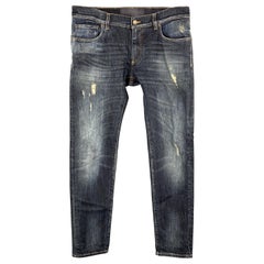 DOLCE & GABBANA Size 34 Dark Dirty Washed Splatter Jeans