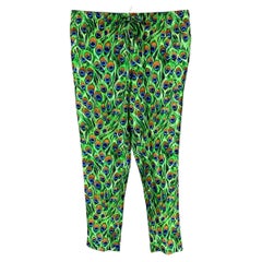 DOLCE & GABBANA Size 34 Green Black Blue Print Silk Casual Pants