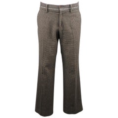 DOLCE & GABBANA Size 34 Grey & Brown Houndstooth Wool / Cotton Casual Pants