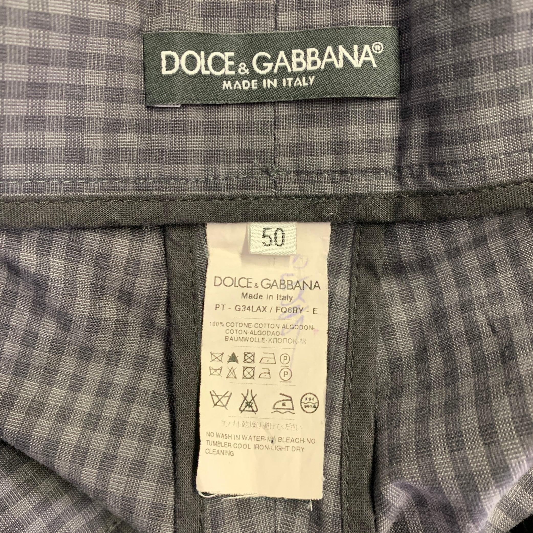 DOLCE & GABBANA - Pantaloni casual a scacchi in cotone grigio e carbone Taglia 34 In condizioni ottime in vendita a San Francisco, CA