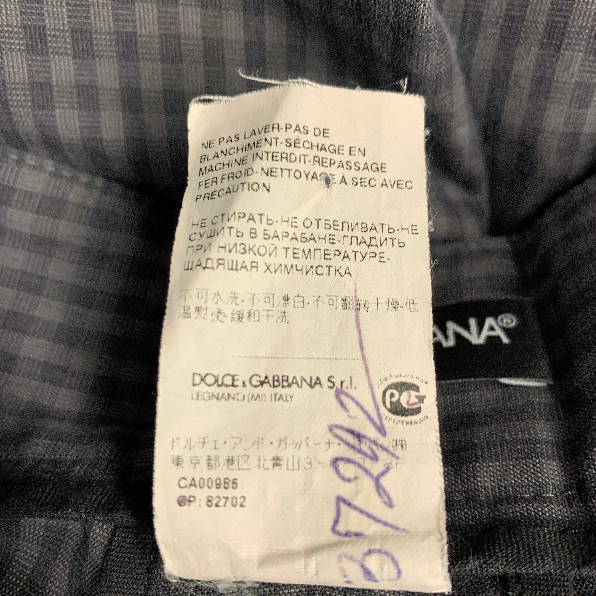 Uomo DOLCE & GABBANA - Pantaloni casual a scacchi in cotone grigio e carbone Taglia 34 in vendita